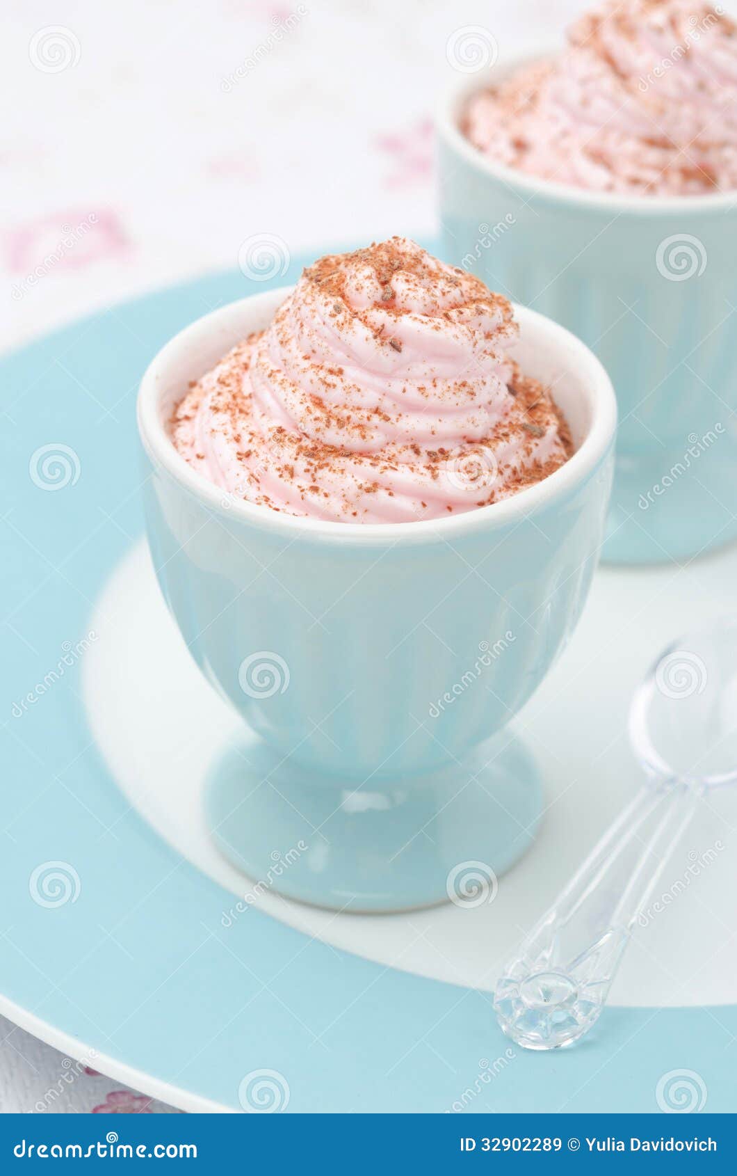 Dessert of Whipped Cream Topped with Grated Chocolate Stock Image