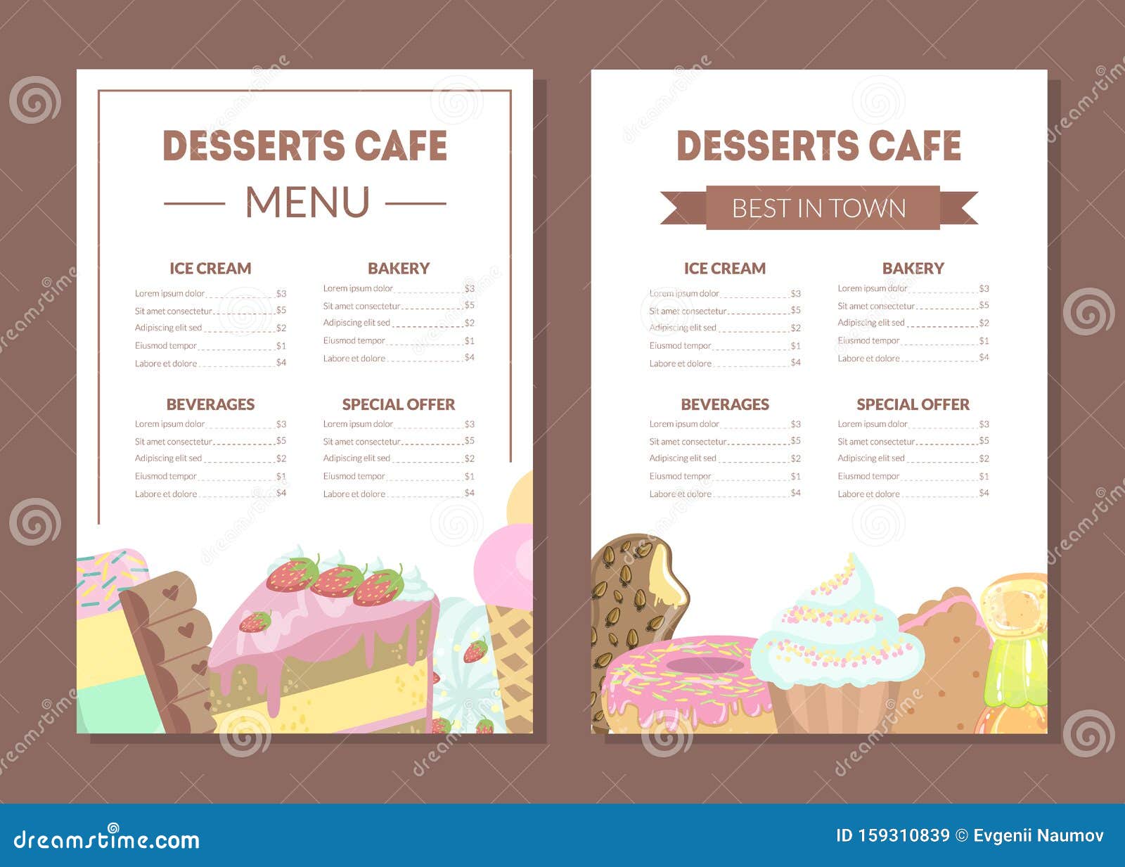 Desserts Cafe Menu Template Kids Food Menu Ice Cream Beverages Special Offer Vector Illustration Stock Vector Illustration Of Decoration Children