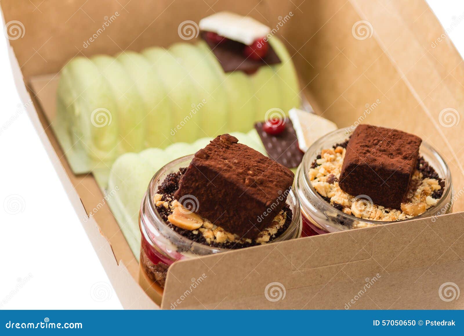 Desserts in cardboard box stock photo. Image of packaging 57050650