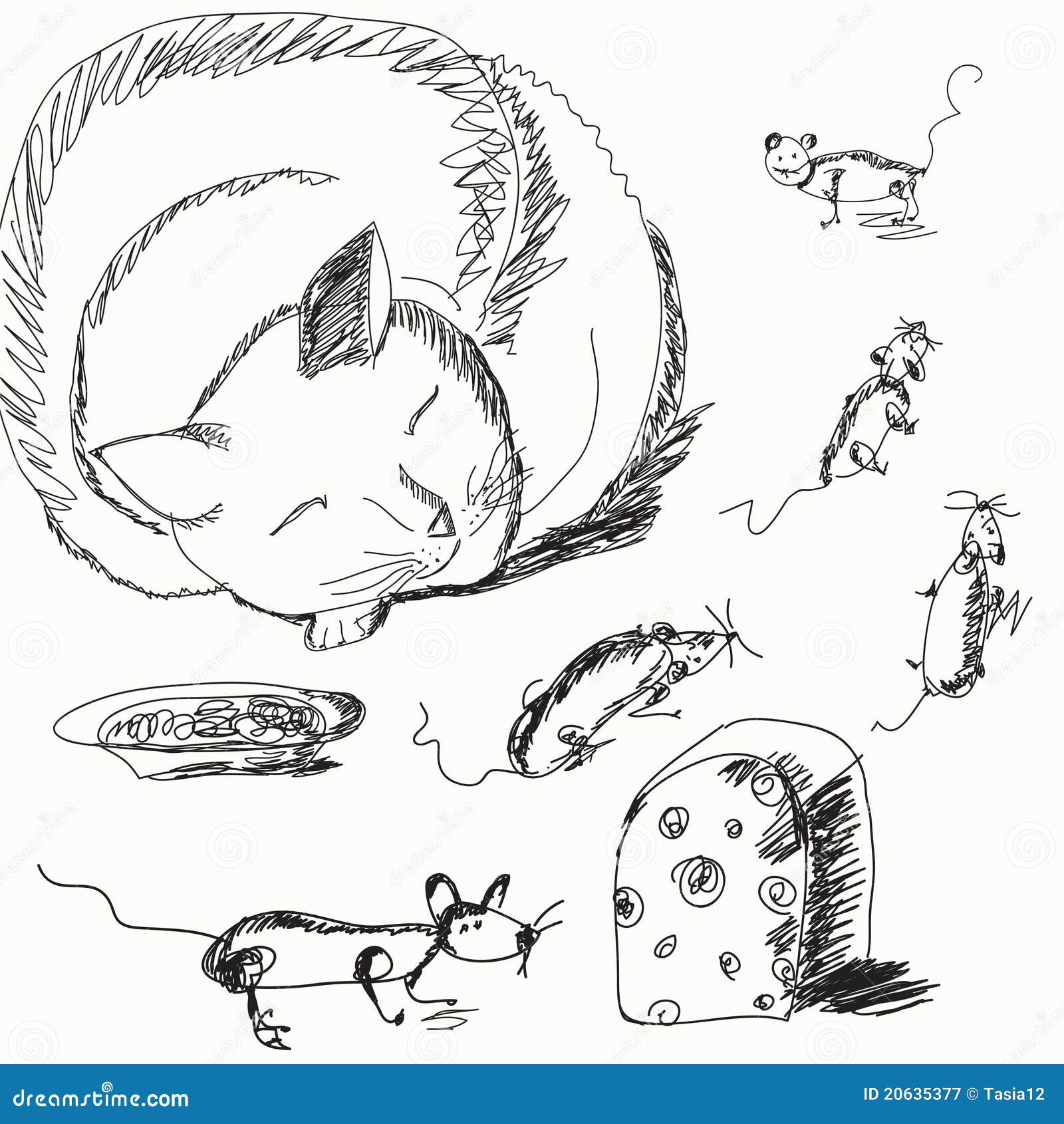 Dessin Animé De Chat Et De Souris Illustration Stock