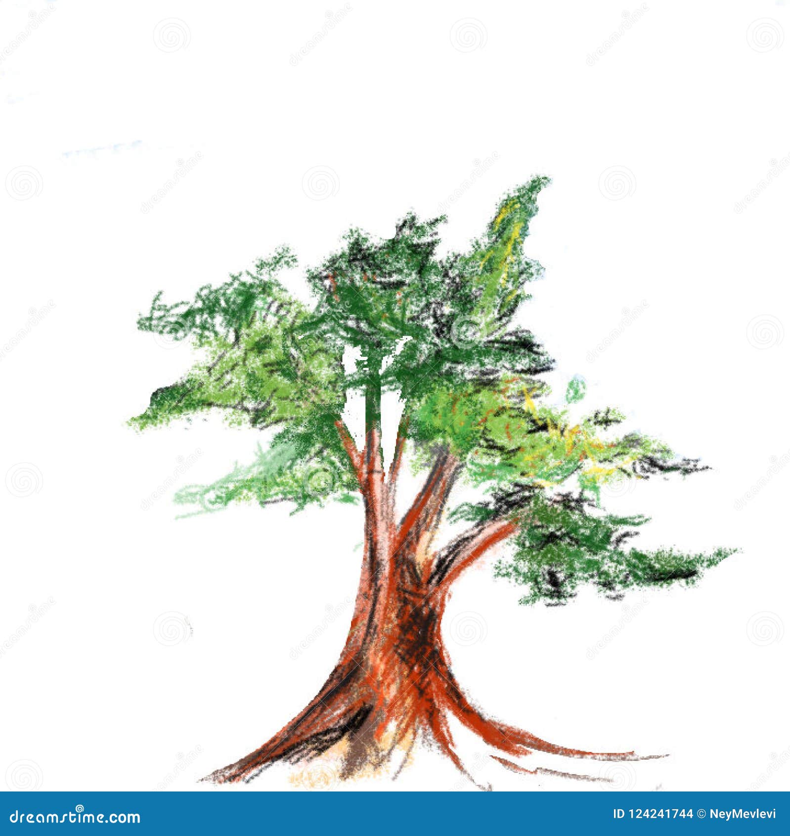Dessin au crayon d'arbre illustration de vecteur. Illustration du