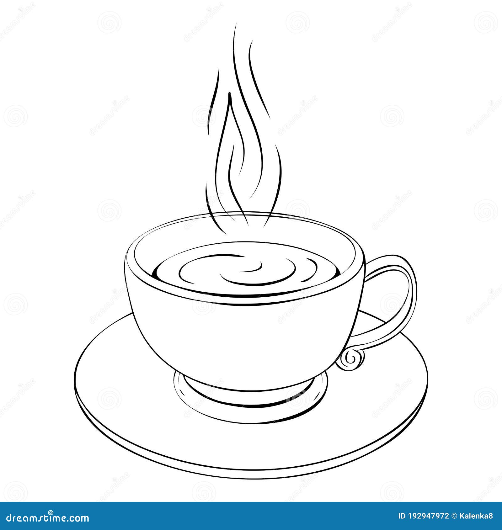 Dessin Au Trait Chaud Tasse De Thé Ou De Café Isolée Sur Le Blanc