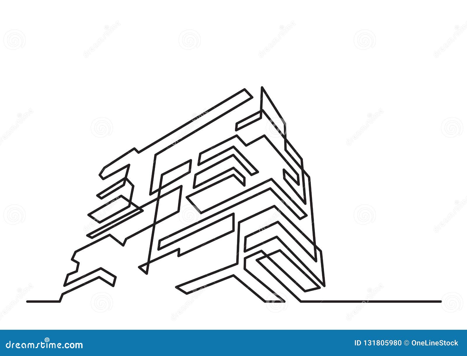 Dessin Au Trait Continu De L Immeuble Moderne Illustration De Vecteur Illustration Du Ville Horizon