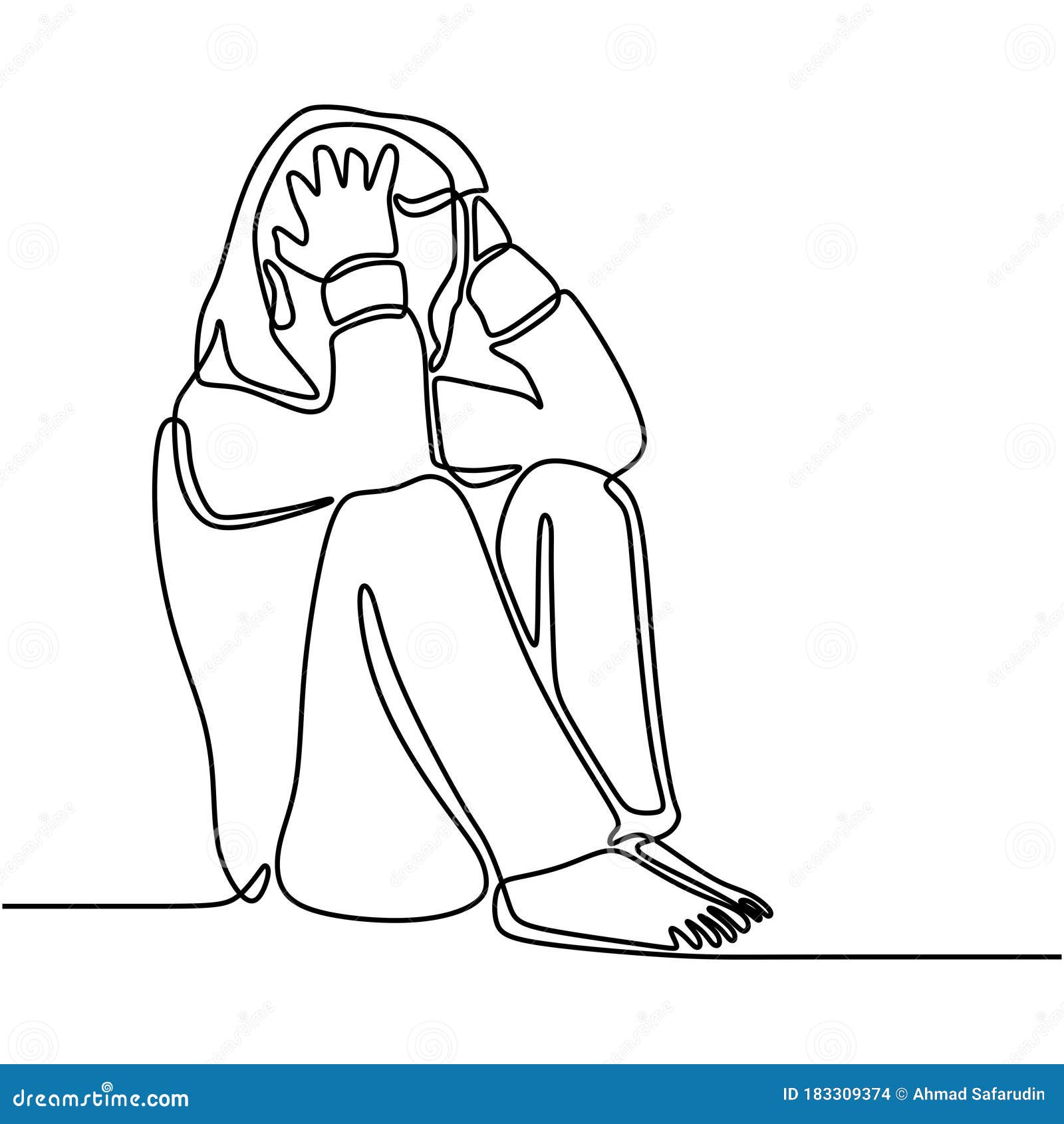 Dessin Visage Femme Triste Facile Dessin Au Trait Continu De La Jeune Femme Triste épuisée Couvrant Son Visage à La Main. Douleur Femelle De Dépression. Fille De Dé Illustration de Vecteur - Illustration du colère, linéaire: 183309374