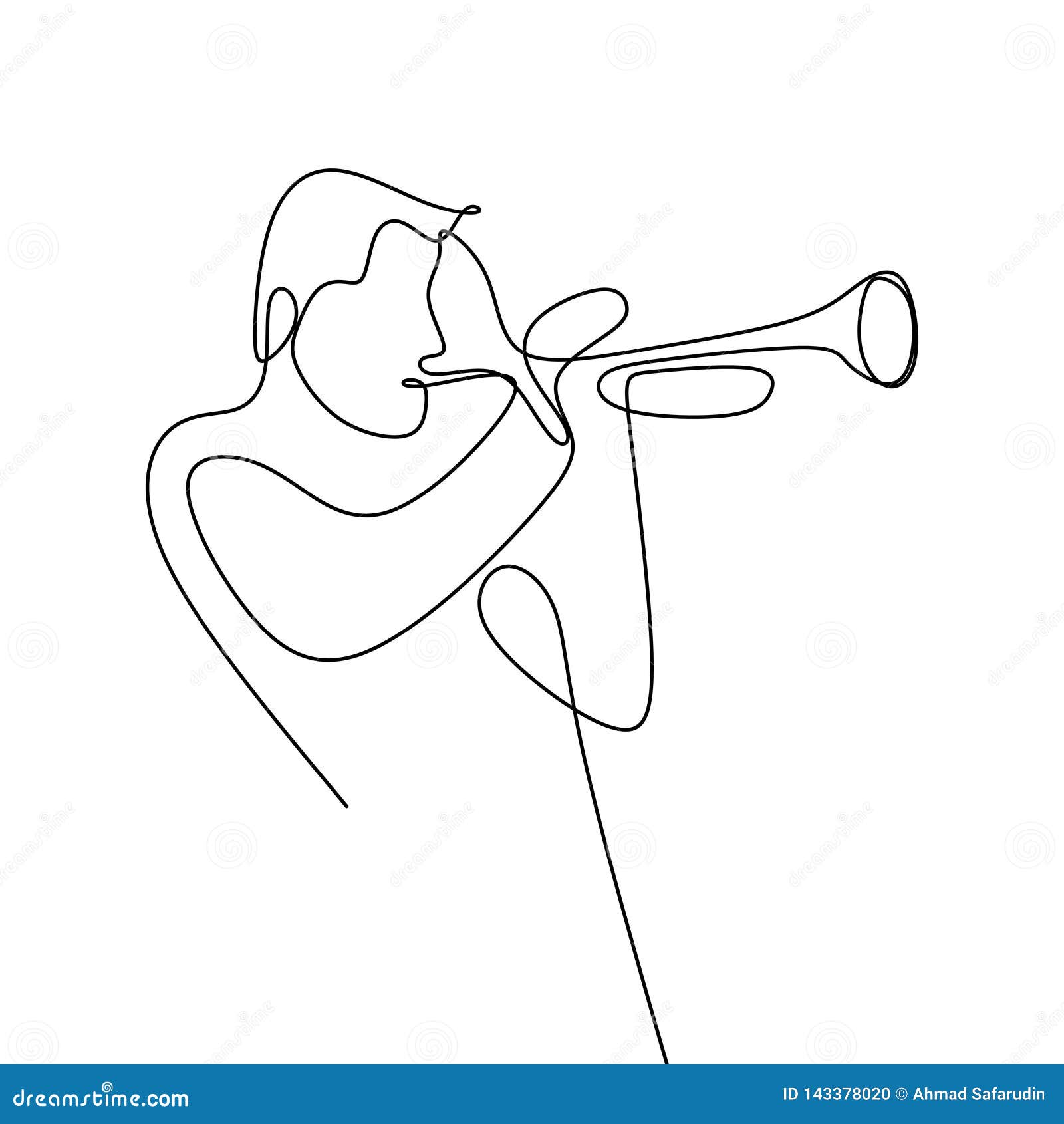 Dessin Au Trait Continu Des Musiciens De Jazz Jouant Des