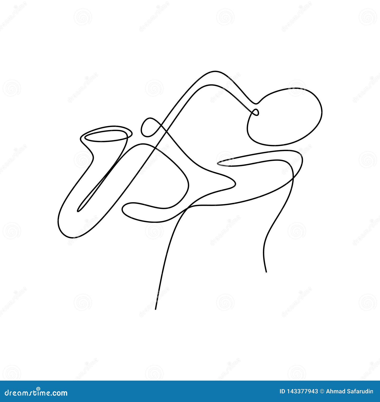 Dessin Au Trait Continu Des Musiciens De Jazz Jouant Des
