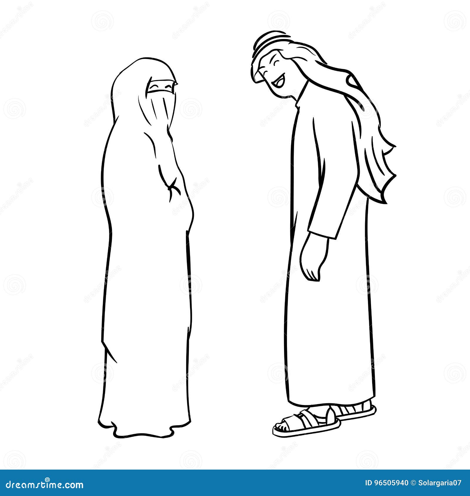 Dessin Au Trait De Vecteur Arabe De Personnage De Dessin