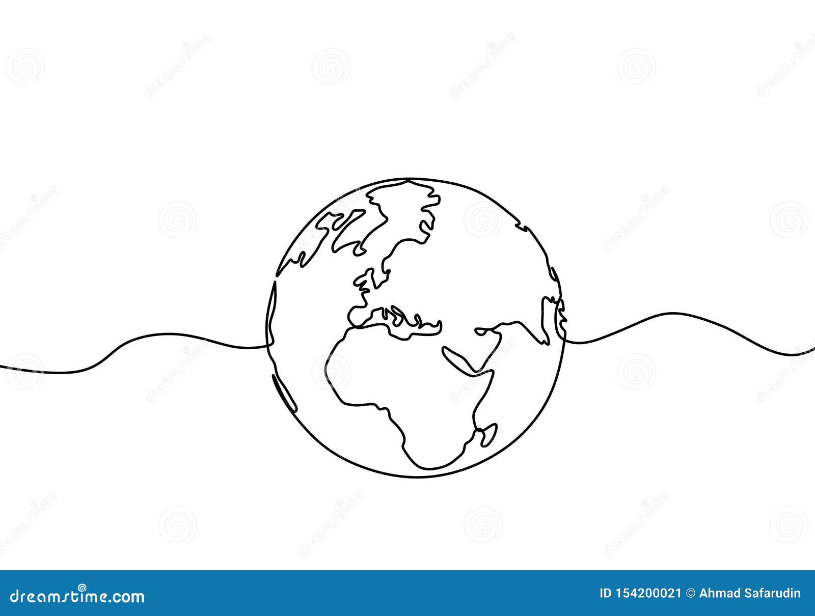  Dessin  Au Trait Globe Un De La Terre  De La Conception 