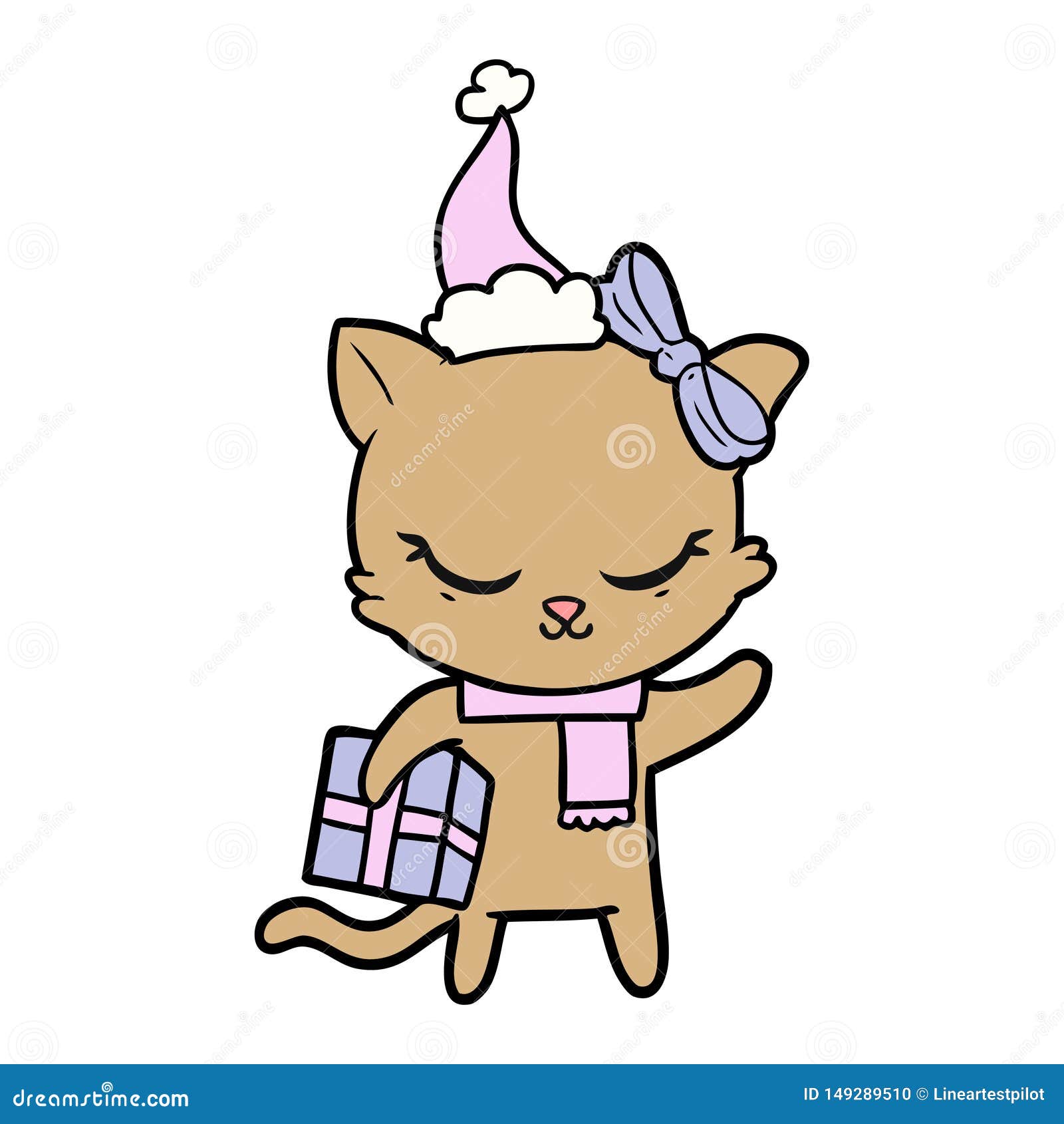 Dessin Au Trait Mignon D Un Chat Avec Le Chapeau De Port Actuel De Santa Illustration De Vecteur Illustration Du Mignon Chat Dessin Au Trait Mignon D Un Chat Avec Le Chapeau De Port Actuel De Santa Illustration De Vecteur Illustration Du Mignon Chat