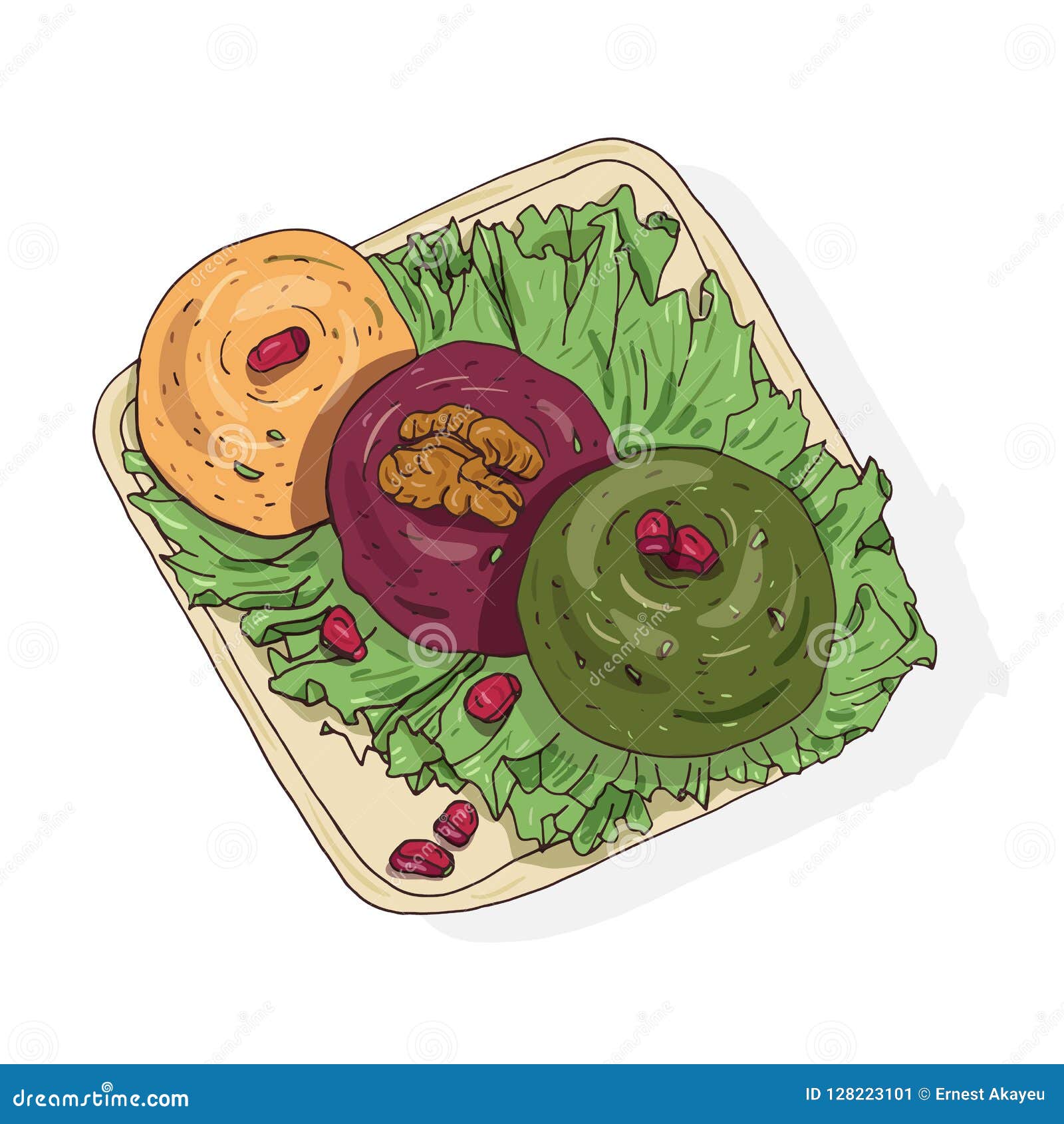 Dessin Colore De Pkhali Delicieux Se Trouvant Du Plat Repas Georgien Vegetarien Appetissant Fait De Legumes Et Noix Illustration De Vecteur Illustration Du Cafe Plaque