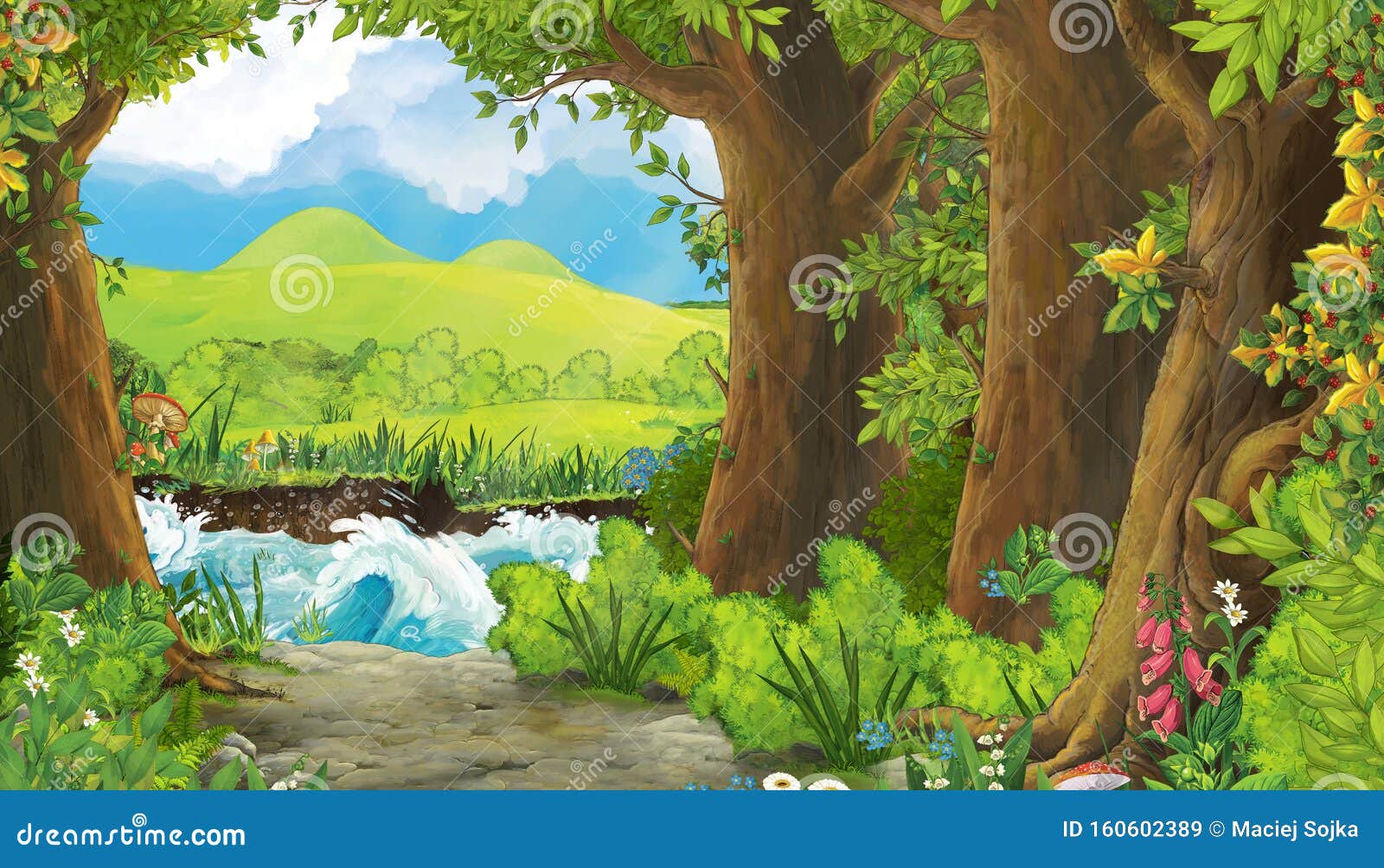 Dessin D Ete Avec Prairie Dans La Foret Illustration Stock Illustration Du Idyllique Fairytale Dessin D Ete Avec Prairie Dans La Foret Illustration Stock Illustration Du Idyllique Fairytale