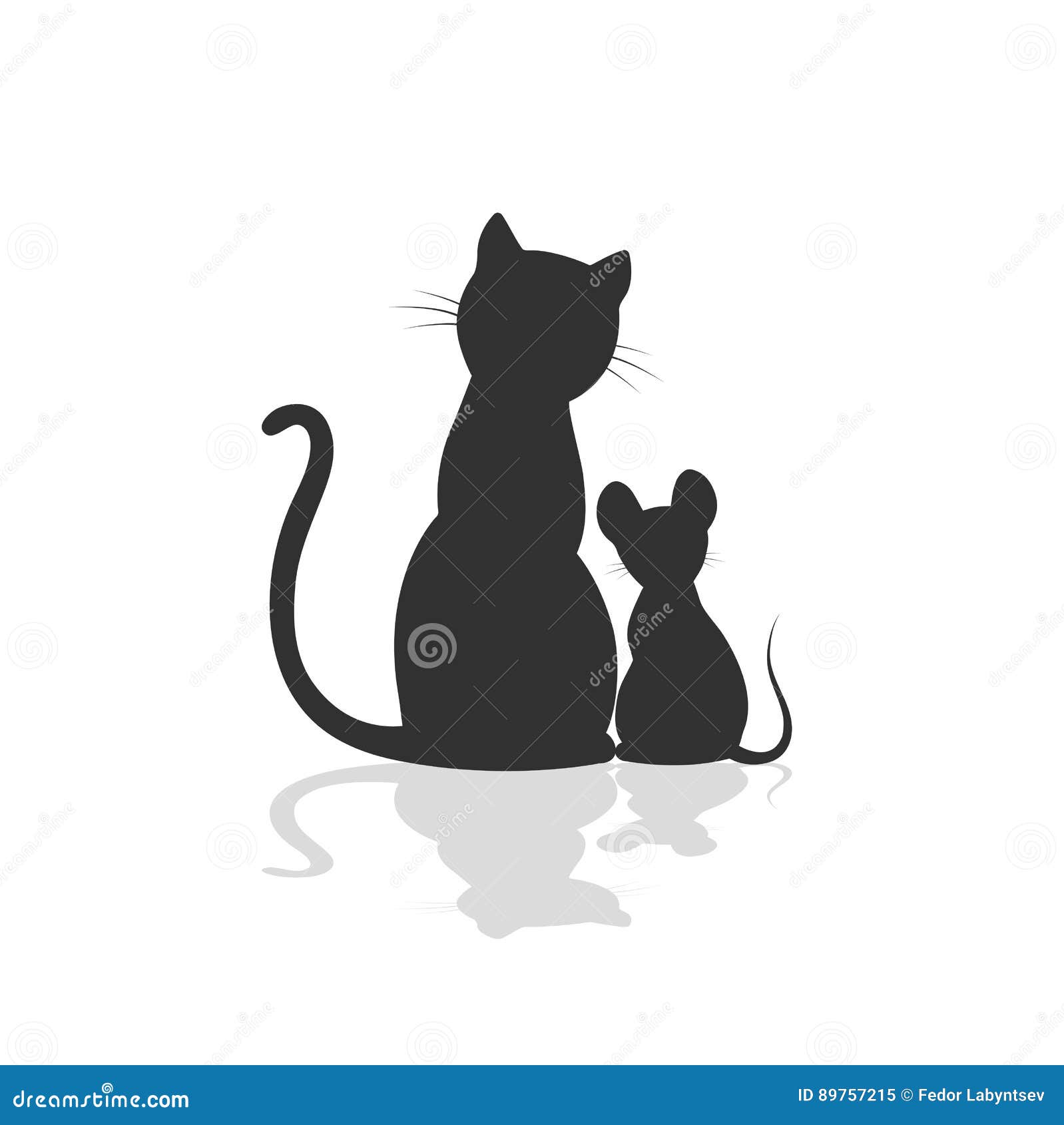 Dessin D Un Chat Et D Une Souris Sur Un Fond Blanc Illustration De Vecteur Illustration Du Silhouette Completement