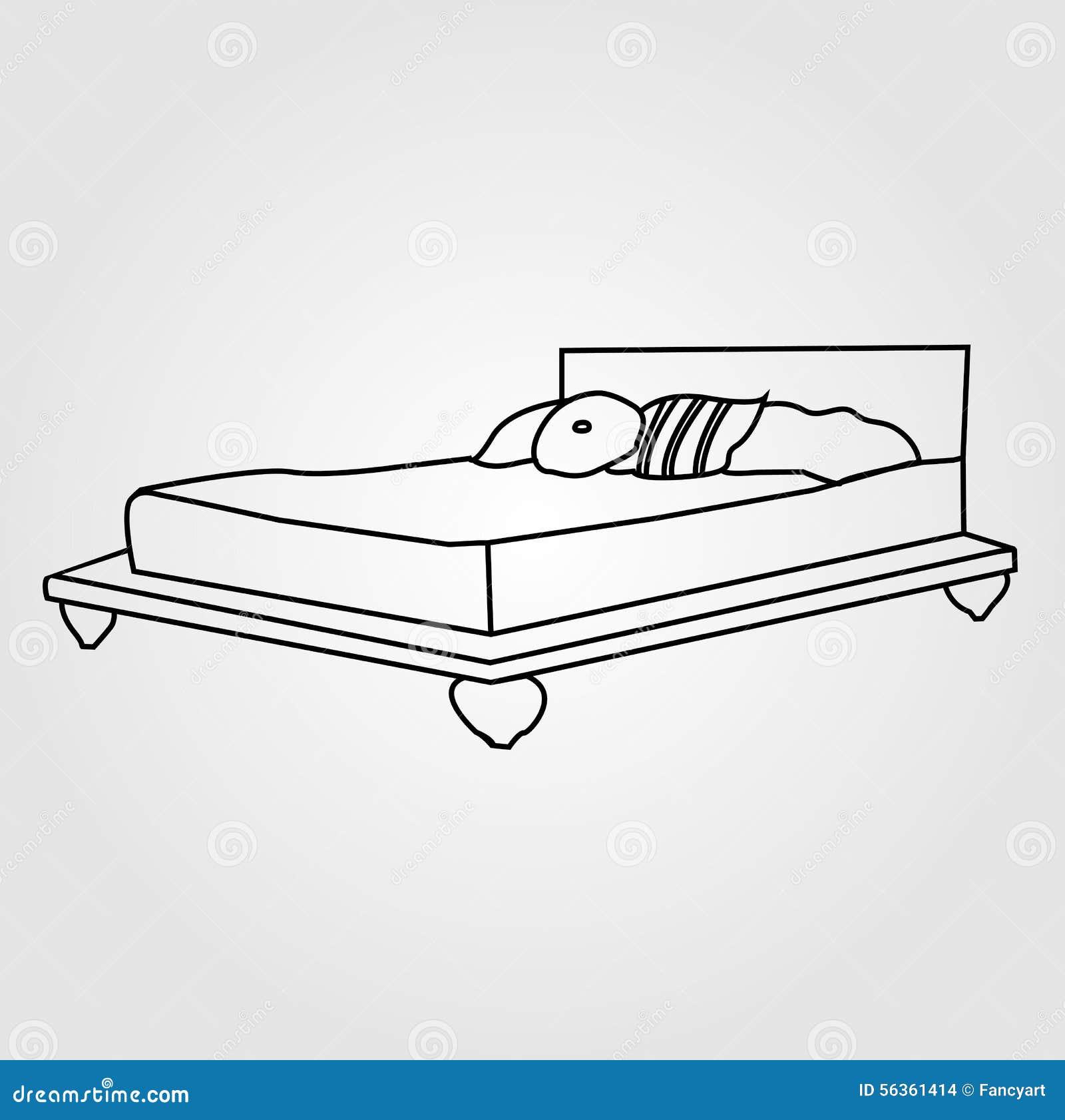 Dessin d'un lit pour deux illustration de vecteur. Illustration du