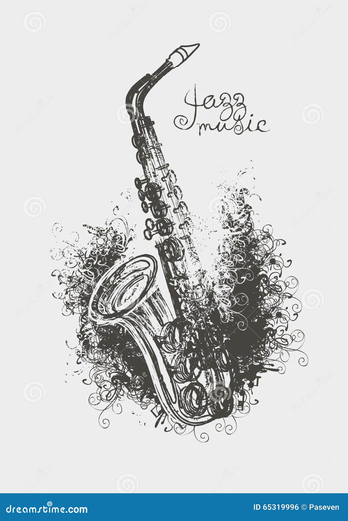 Dessin d'un saxophone illustration de vecteur. Illustration du musical