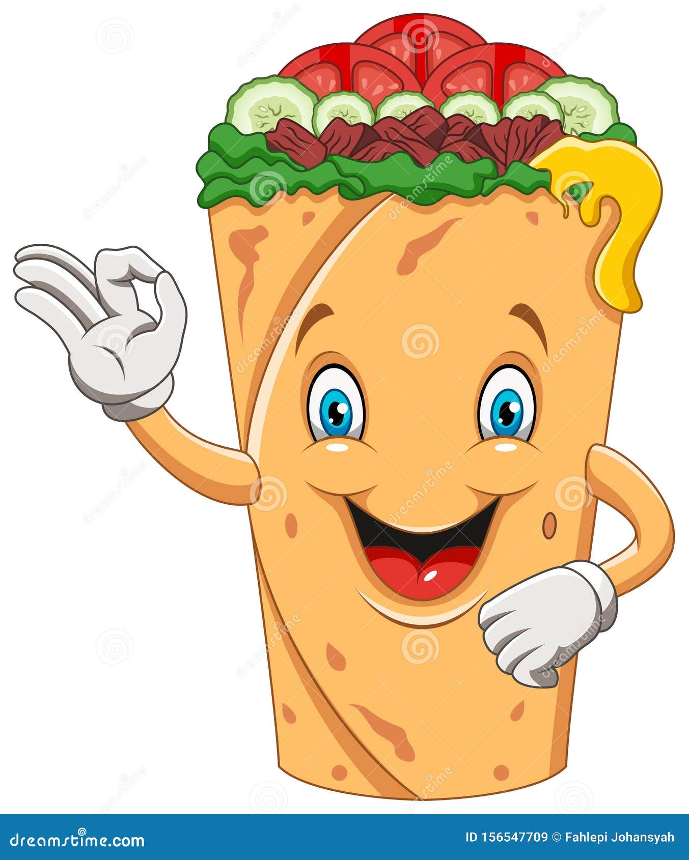 Dessin De Caricature Burrito Ou Kebab Donnant Le Signe Ok Illustration De Vecteur Illustration Du Mieux Takeaway