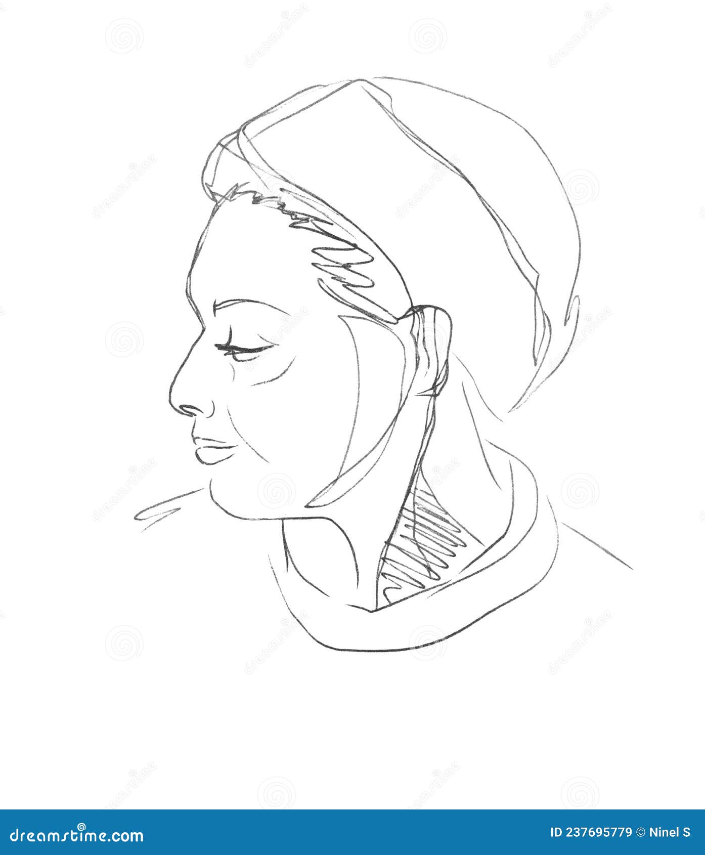 Une Femme Adulte Dessine Un Portrait Avec Un Crayon Sur Papier. Le