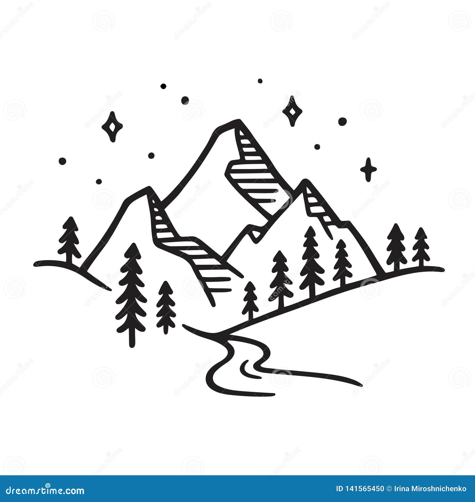 Dessin De Paysage De Montagne Illustration De Vecteur