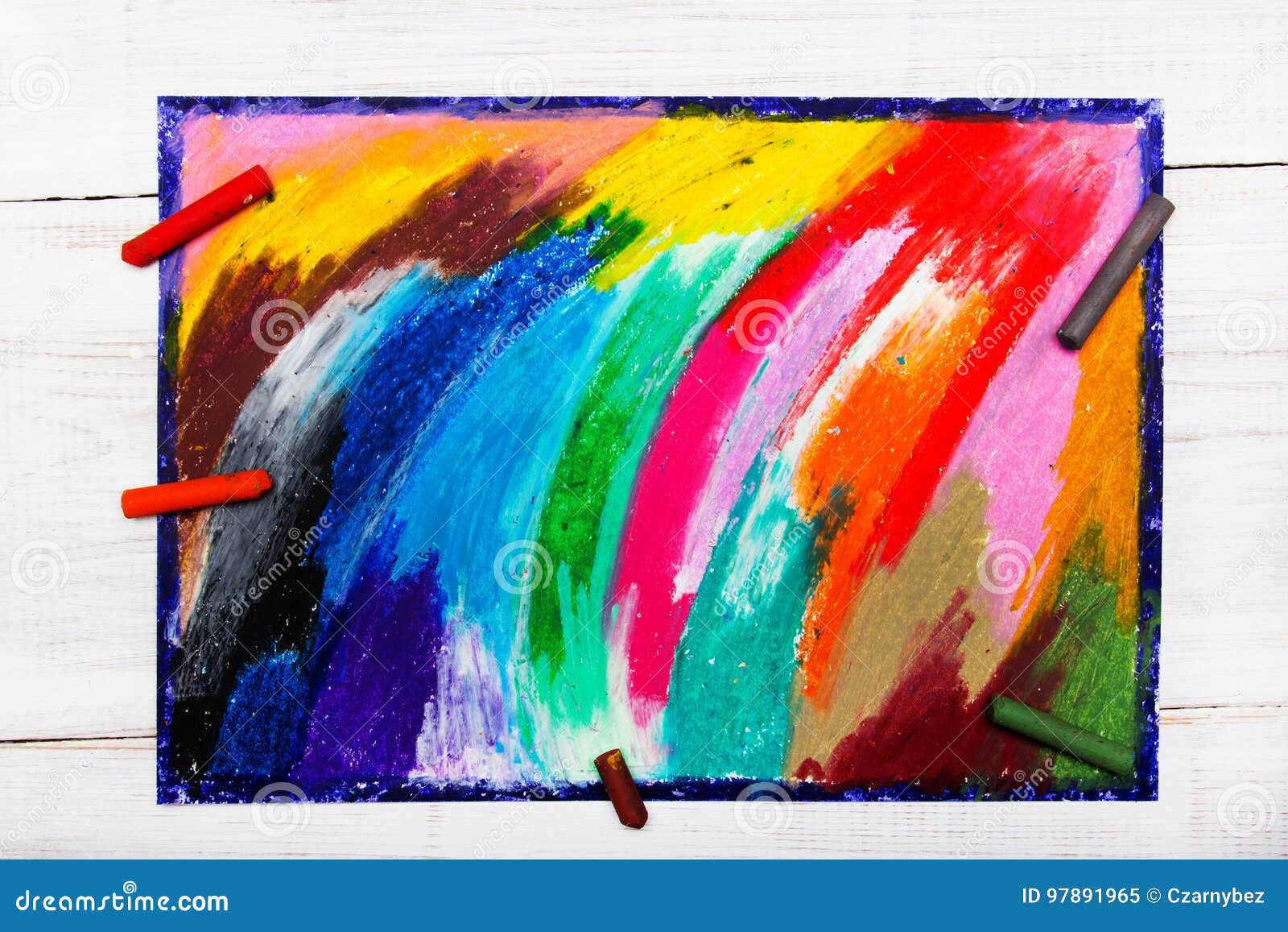 Dessin Et Crayons De Pastels Dhuile Illustration Stock