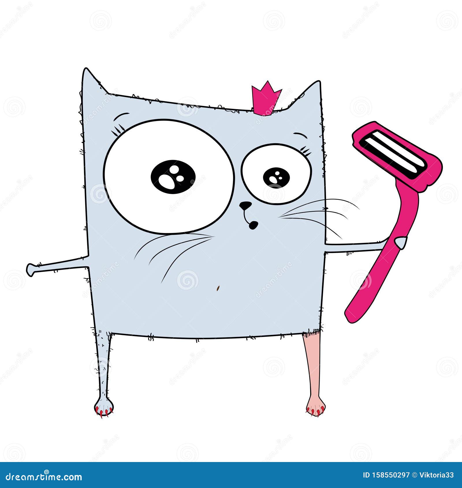 Dessin Extrait Dans Une Femme Chat Rase Les Jambes Poilues Avec Un Rasoir Dans Les Mains Illustration Avant Apres Sur Blanc Is Illustration Stock Illustration Du Isolement Animal