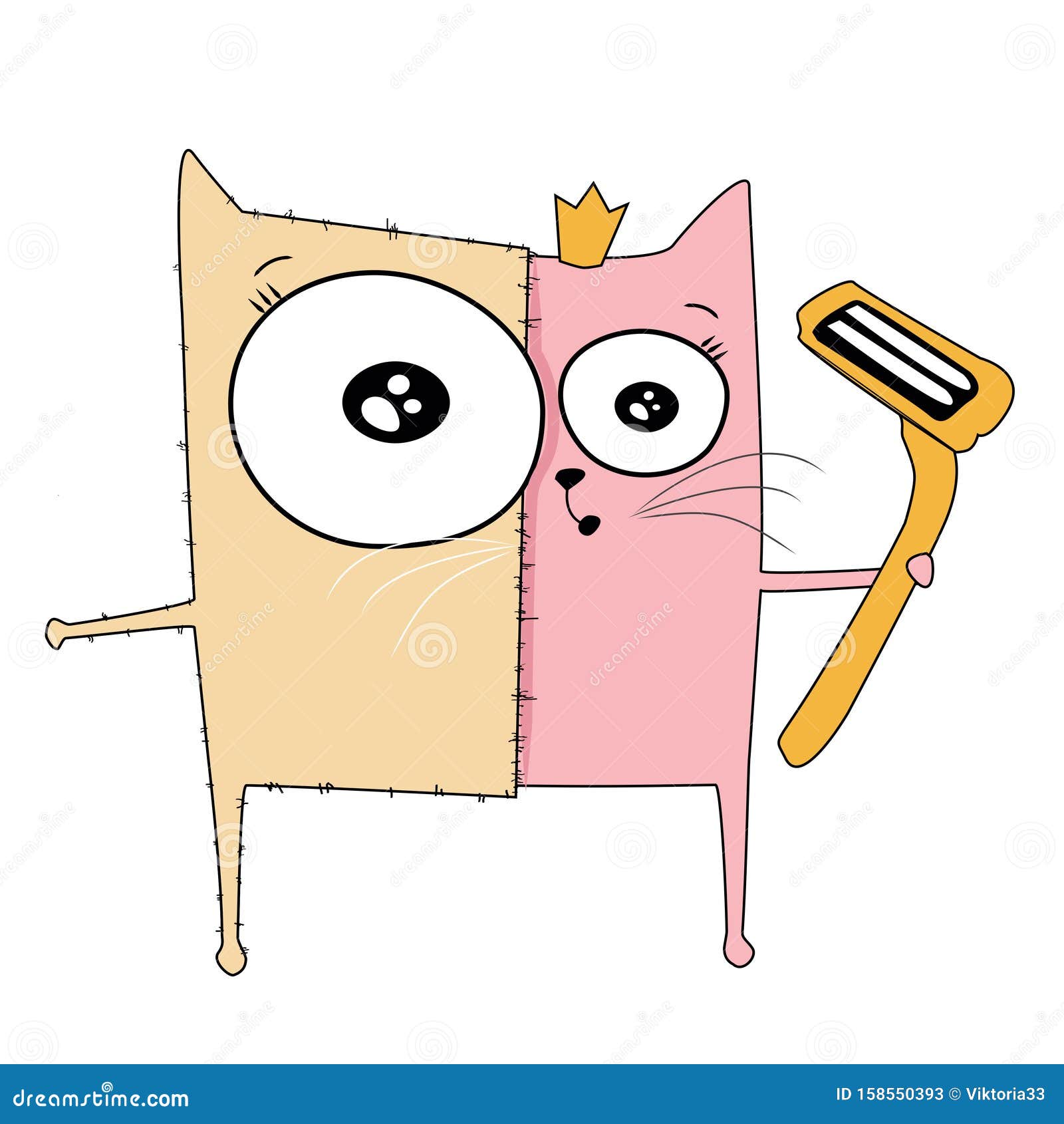 Dessin Extrait Dans Une Femme Chat Rase Les Jambes Poilues Avec Un Rasoir Dans Les Mains Illustration Avant Apres Sur Blanc Is Illustration Stock Illustration Du Rasage Toilettage