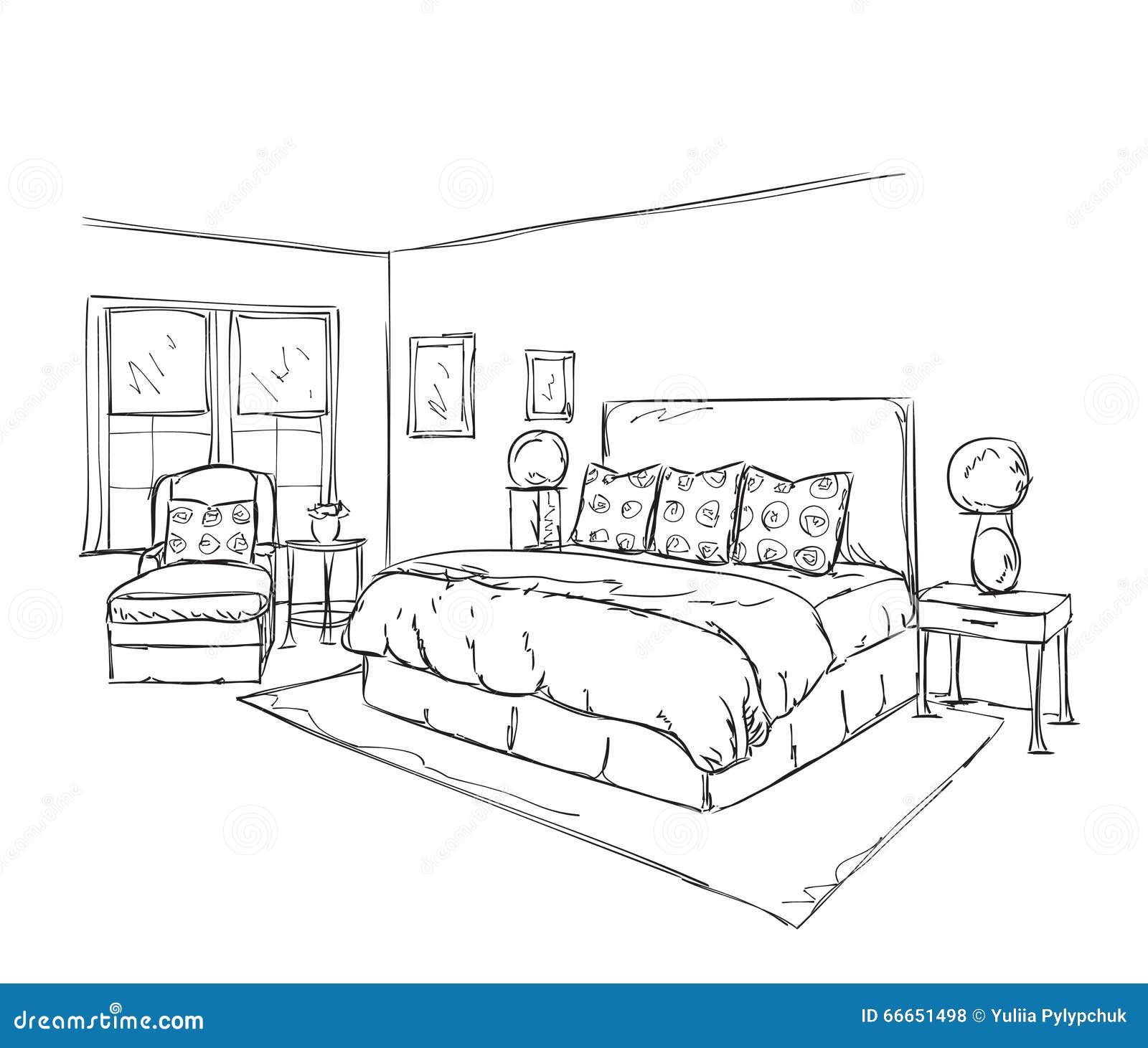 illustration stock dessin intrieur moderne de chambre coucher image