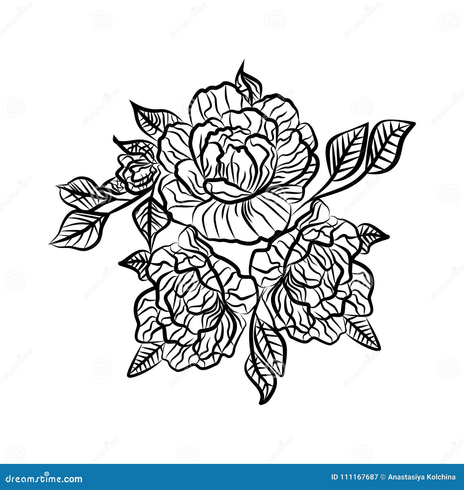 Dessin Noir Et Blanc Dun Tatouage De Rose Silhouette De