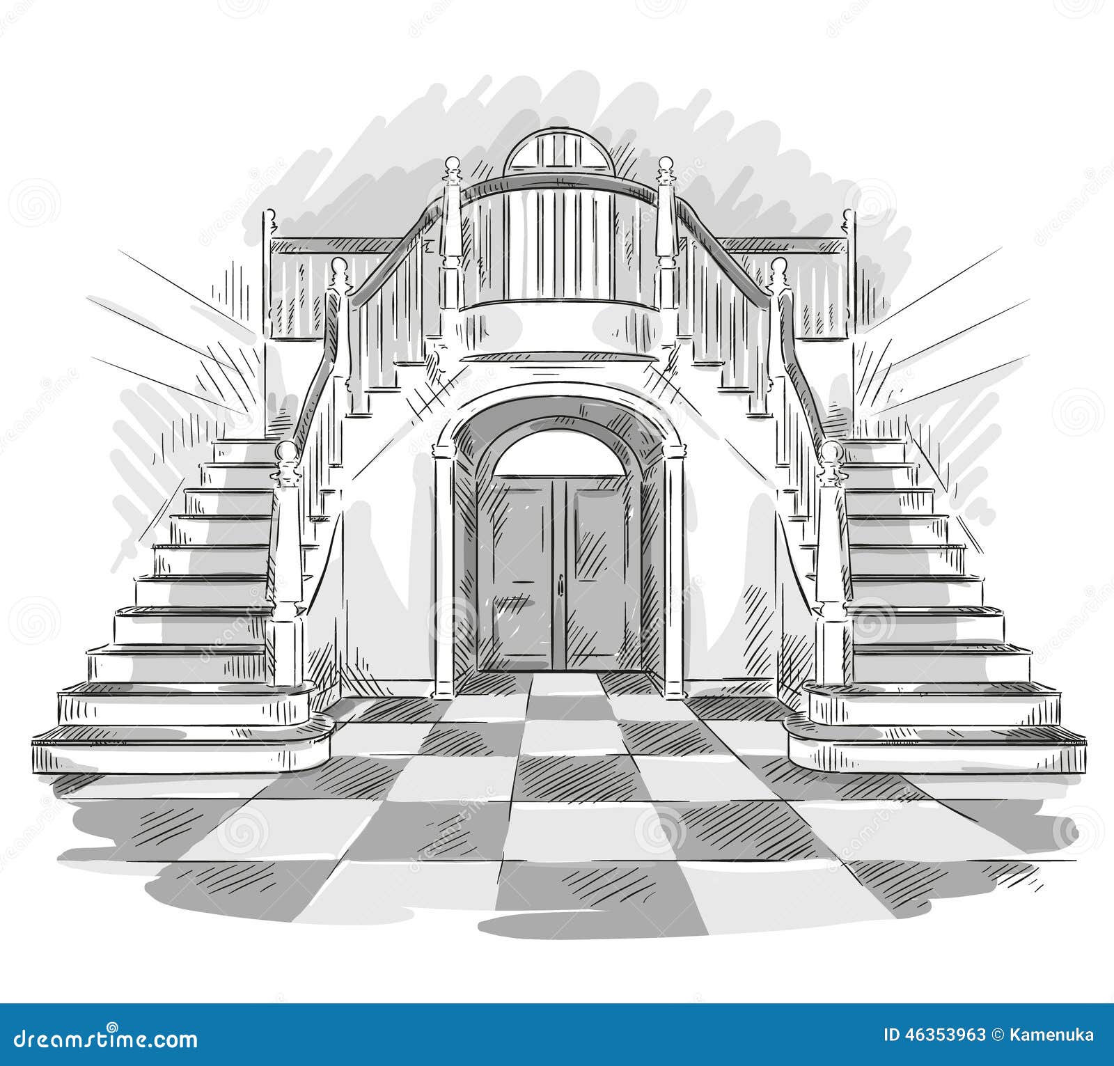 illustration stock dessin spacieux de hall et d escalier illustration de vecteur image