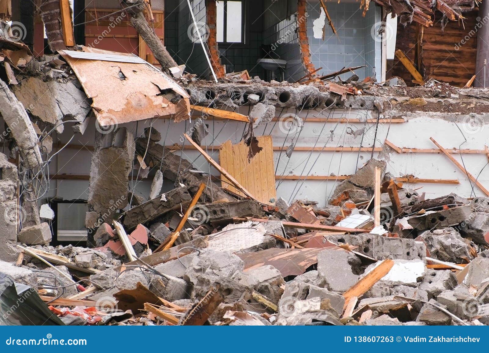 Destroyed the Apartment Building after the Disaster. Stock Image