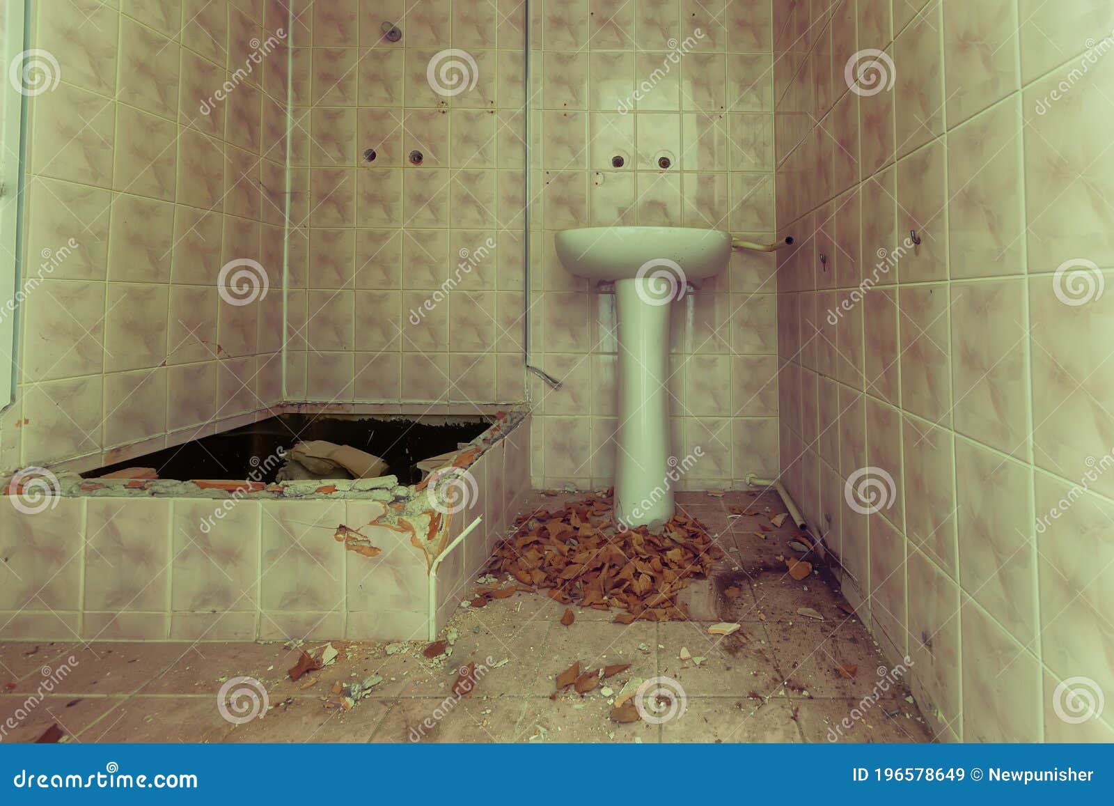 The destroyed bathroom stock image. Image of bathroom 196578649