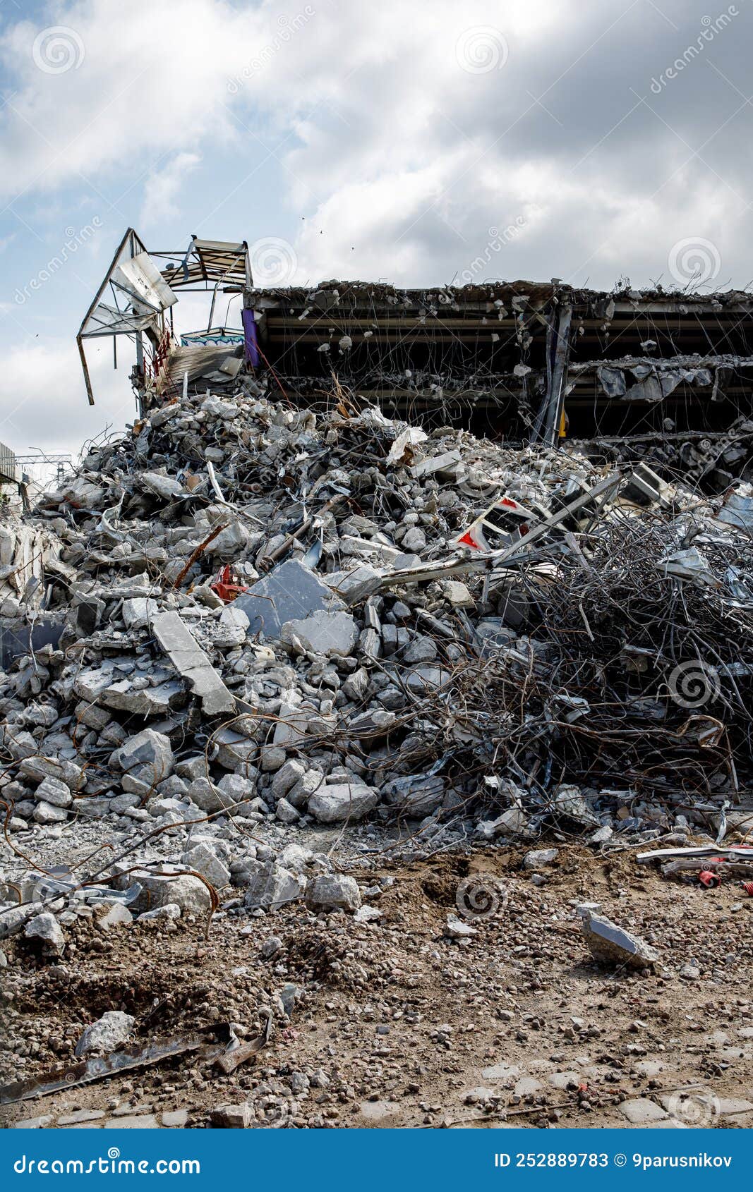 Destroyed Building. Ruins of Concrete and Metal. Stock Image Image of
