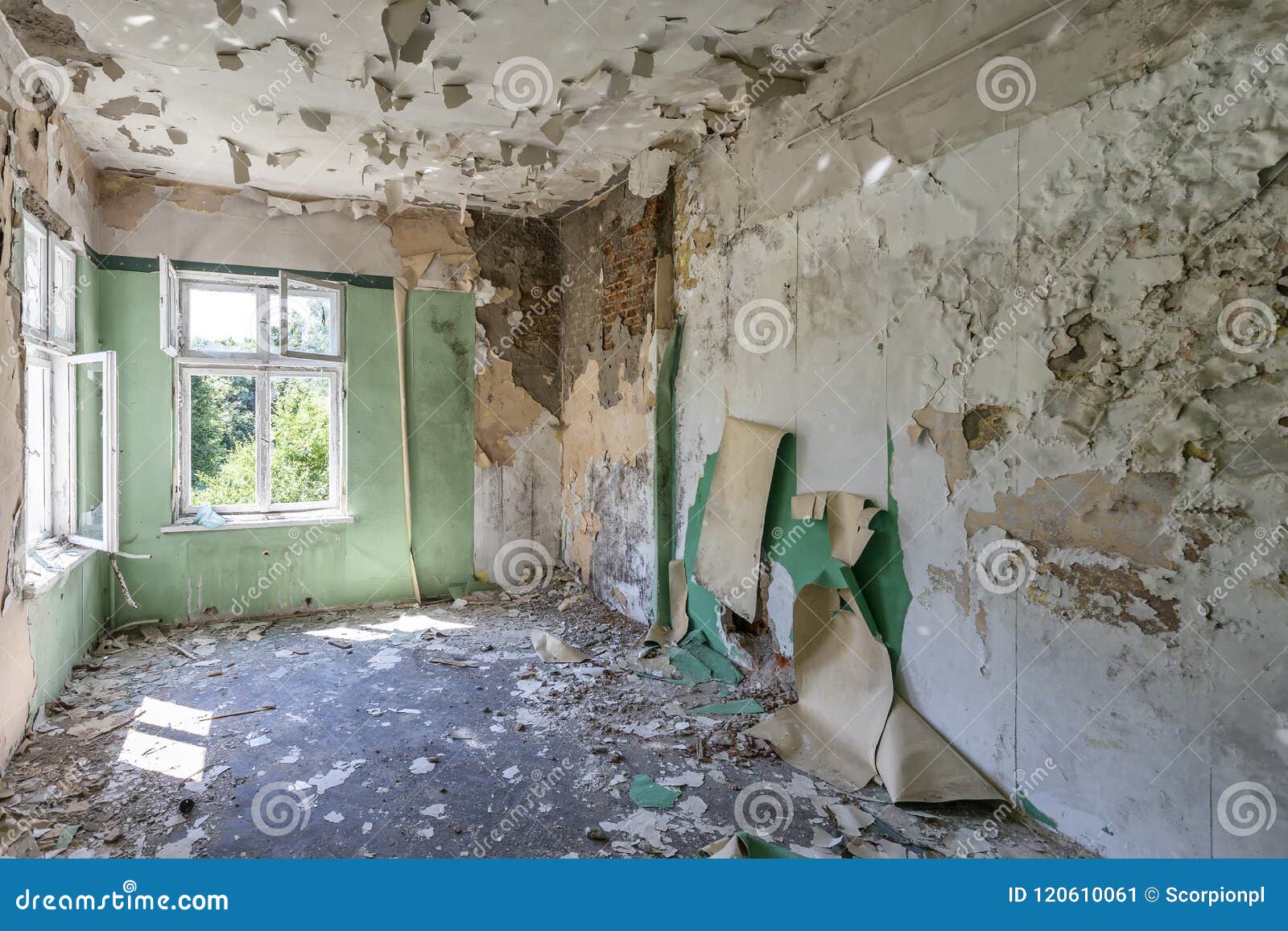 Inside the destroyed house stock image. Image of destruction 120610061