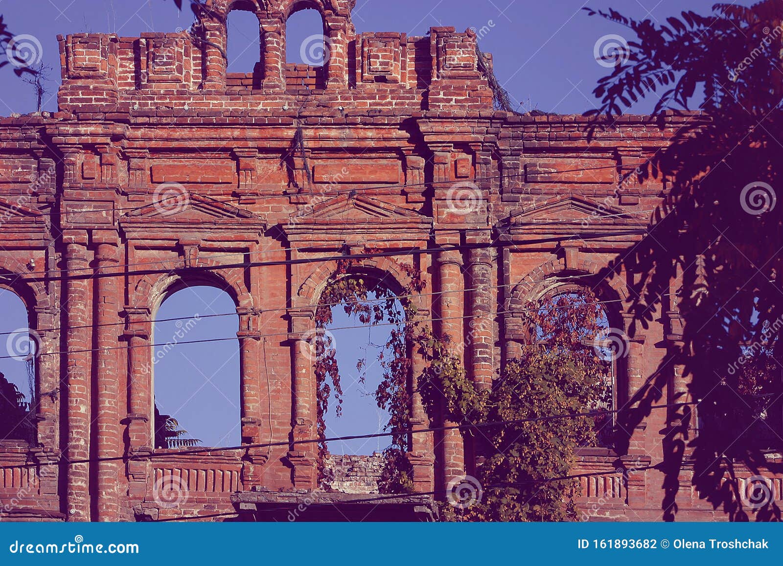Destroyed and ruined house stock photo. Image of architecture 161893682