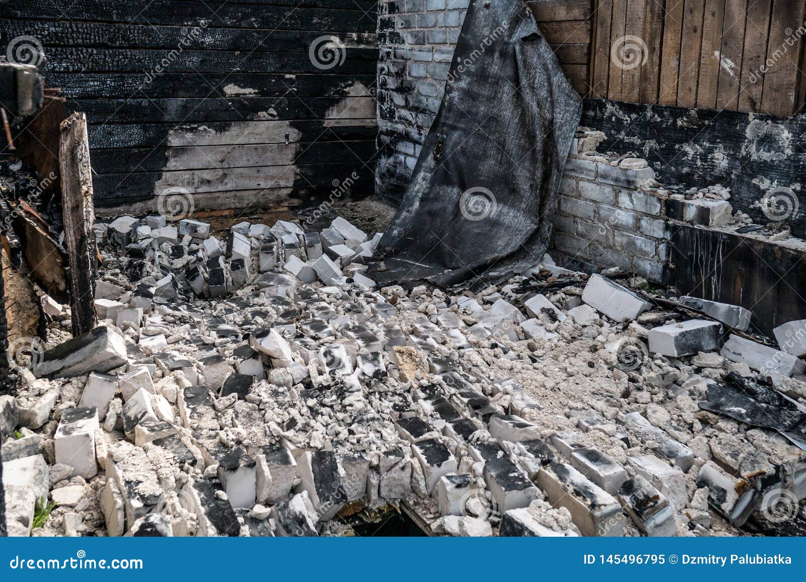Destruction after a Fire in the House Stock Image Image of built