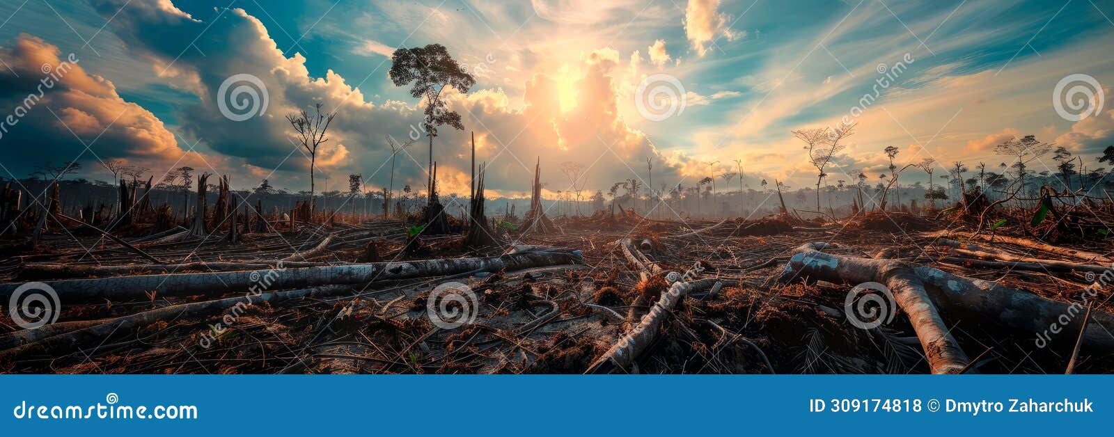 destruction of pristine forests to make way for industrial development, emphasizing the irreversible loss of