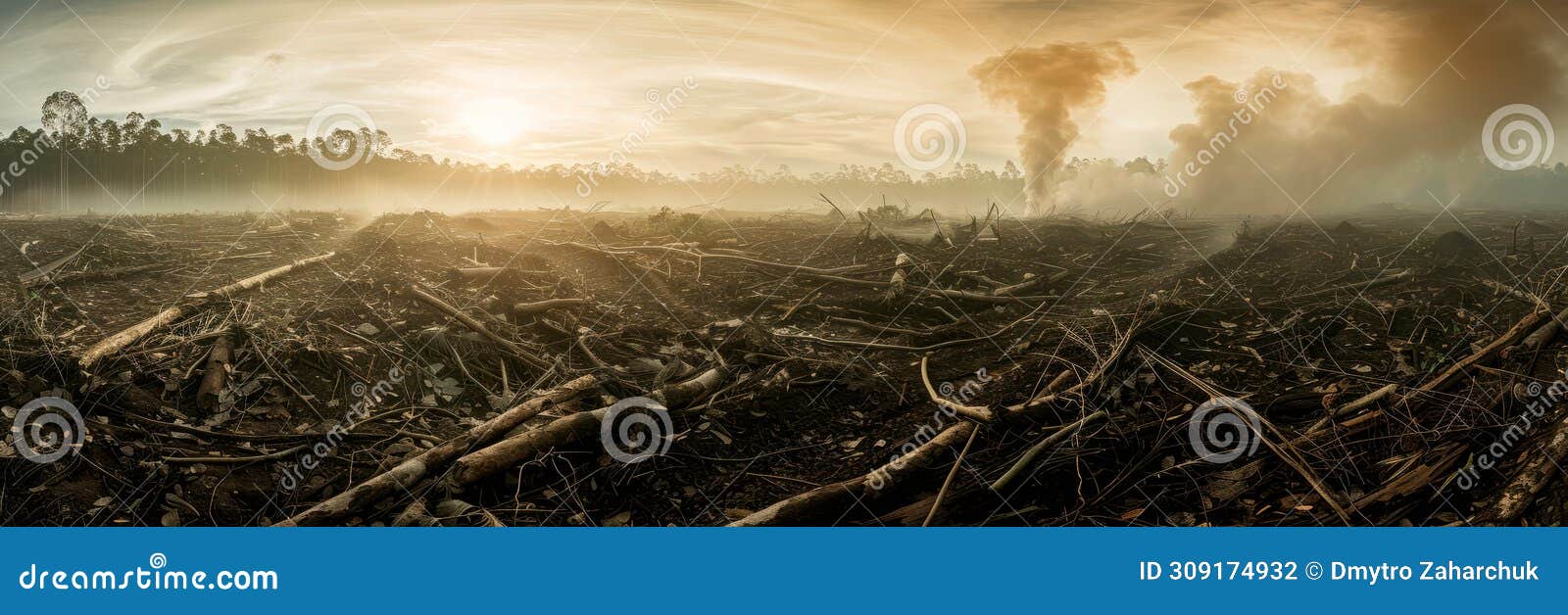 destruction of pristine forests to make way for industrial development, emphasizing the irreversible loss of