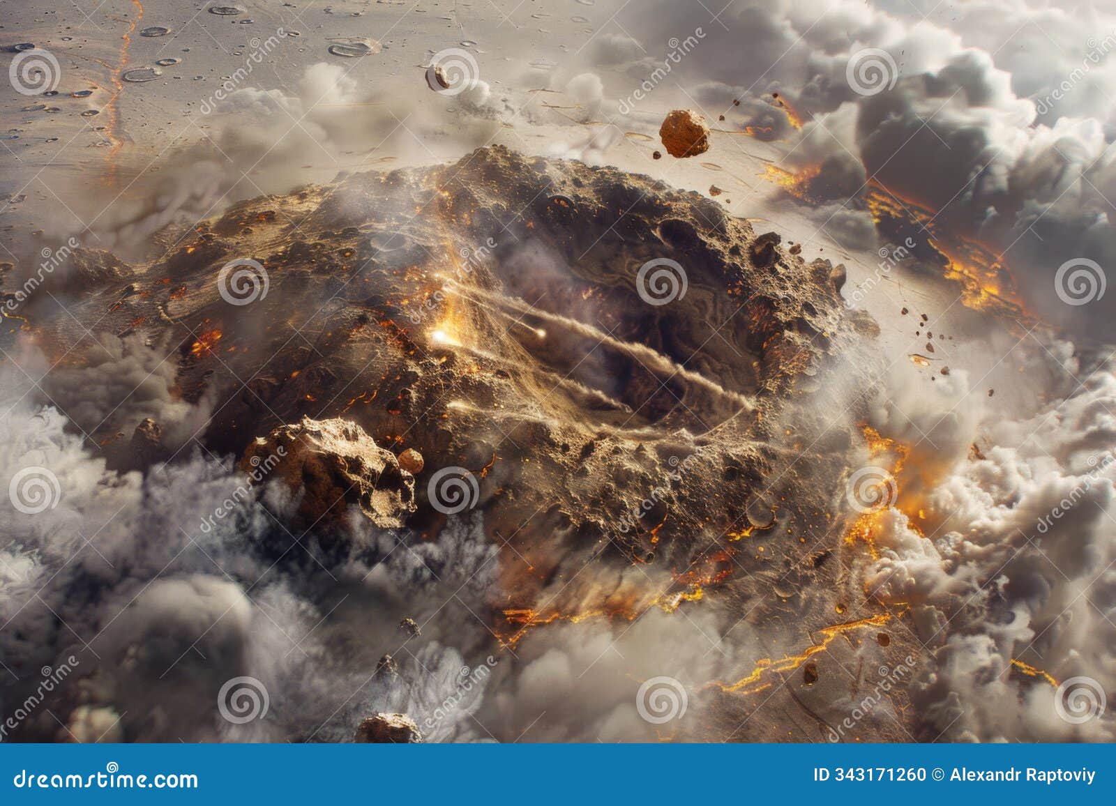 destruction unleashed as fiery eruption engulfs the landscape during a dramatic volcanic event