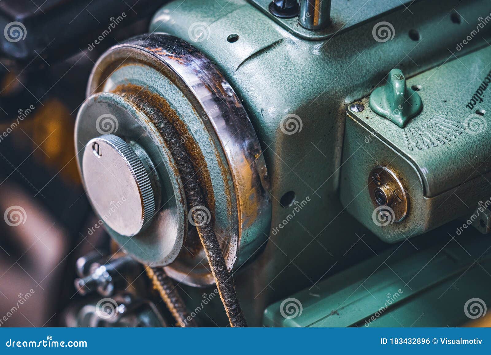 Balance Wheel of a Sewing Machine Stock Photo - Image of metallic, aged