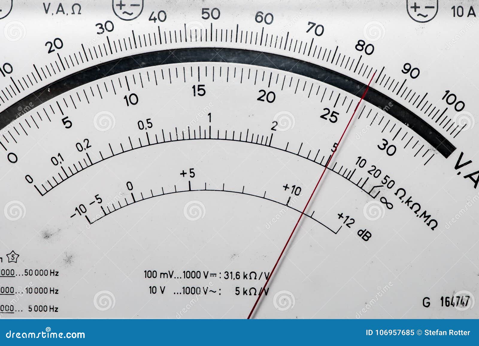 Detail of an Analog Voltmeter, Pointer Scale Stock Image - Image
