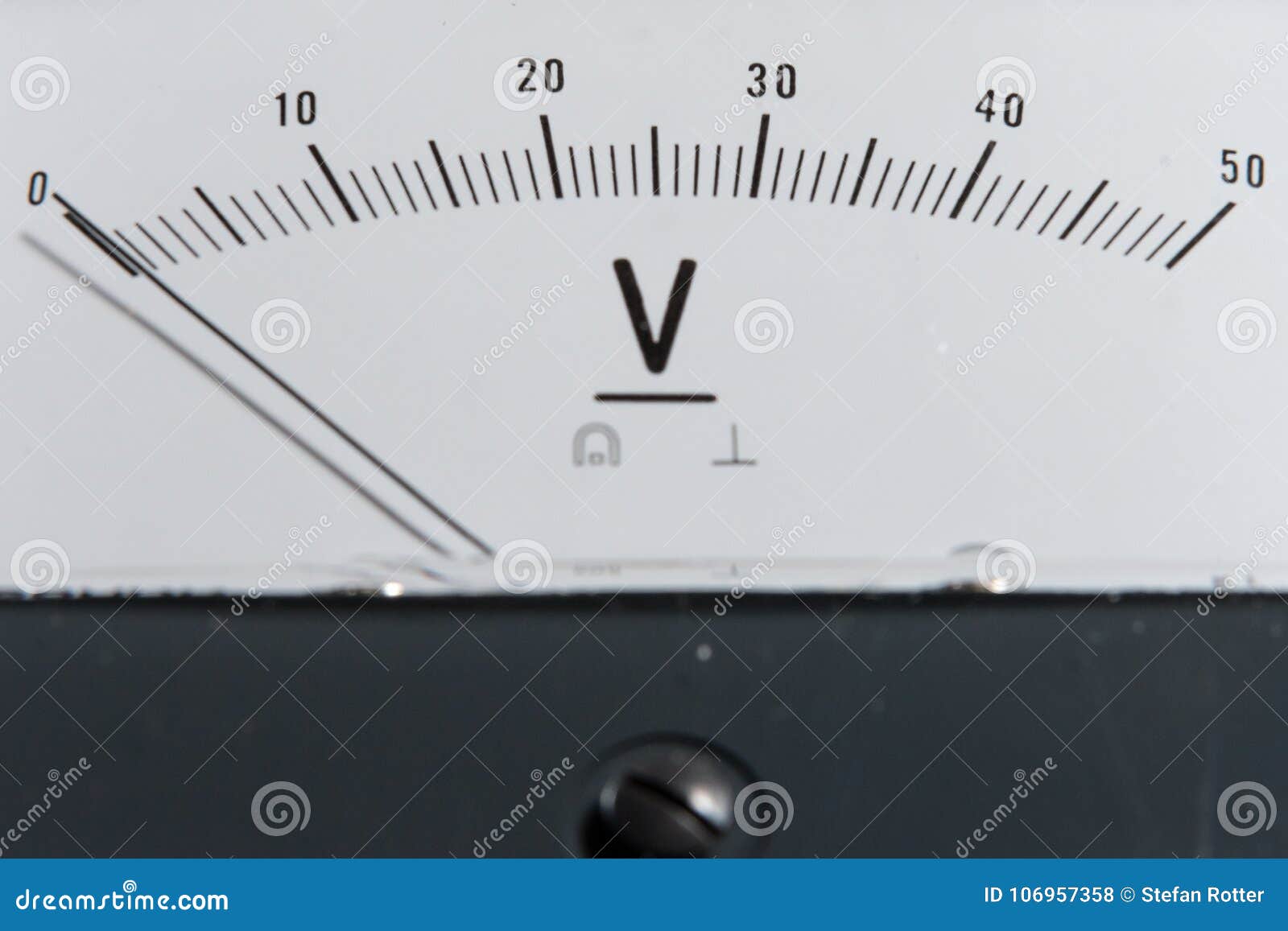 Detail of an Analog Voltmeter, Pointer Scale Stock Photo Image of