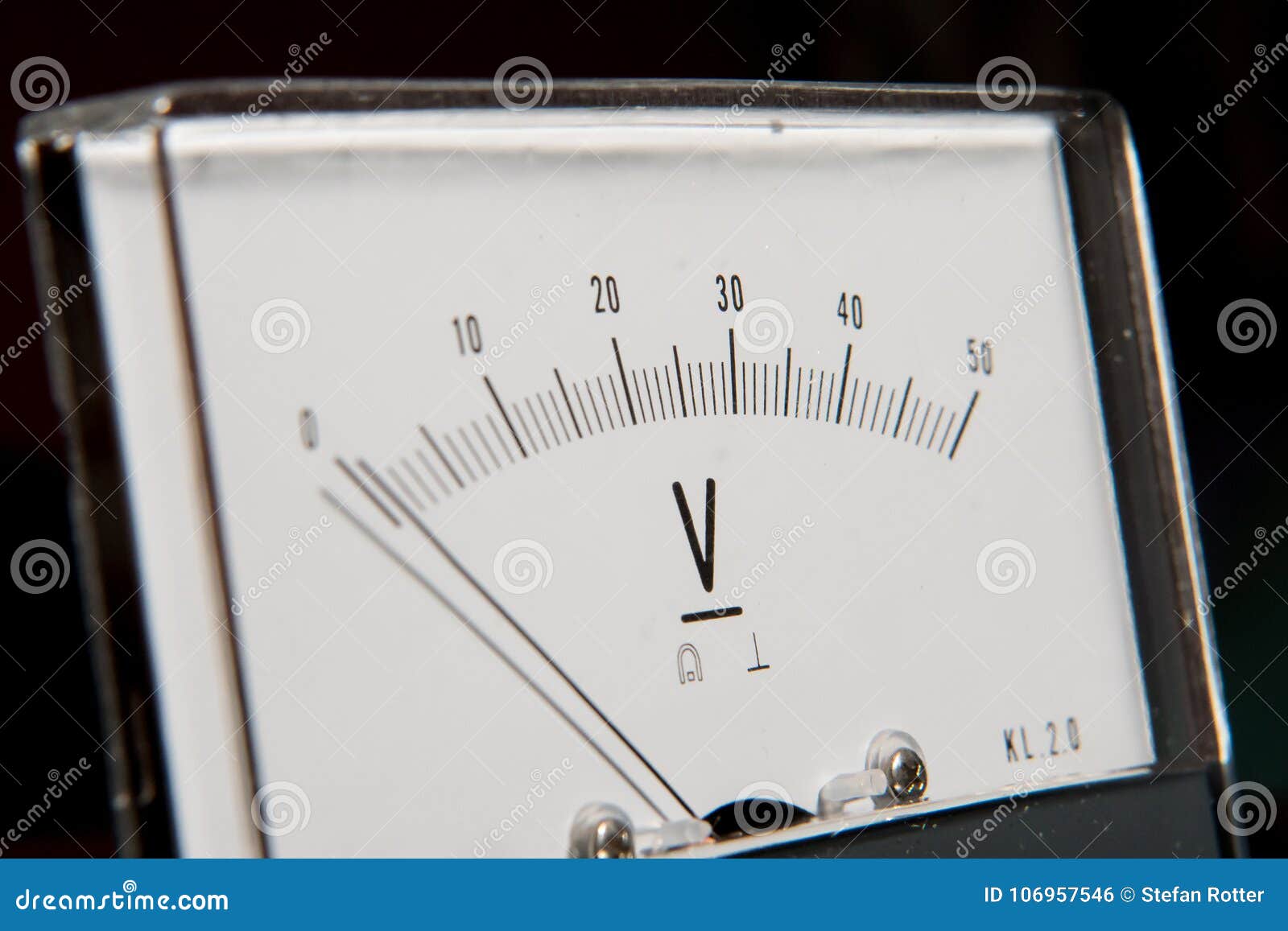 Detail of an Analog Voltmeter, Pointer Scale Stock Photo Image of