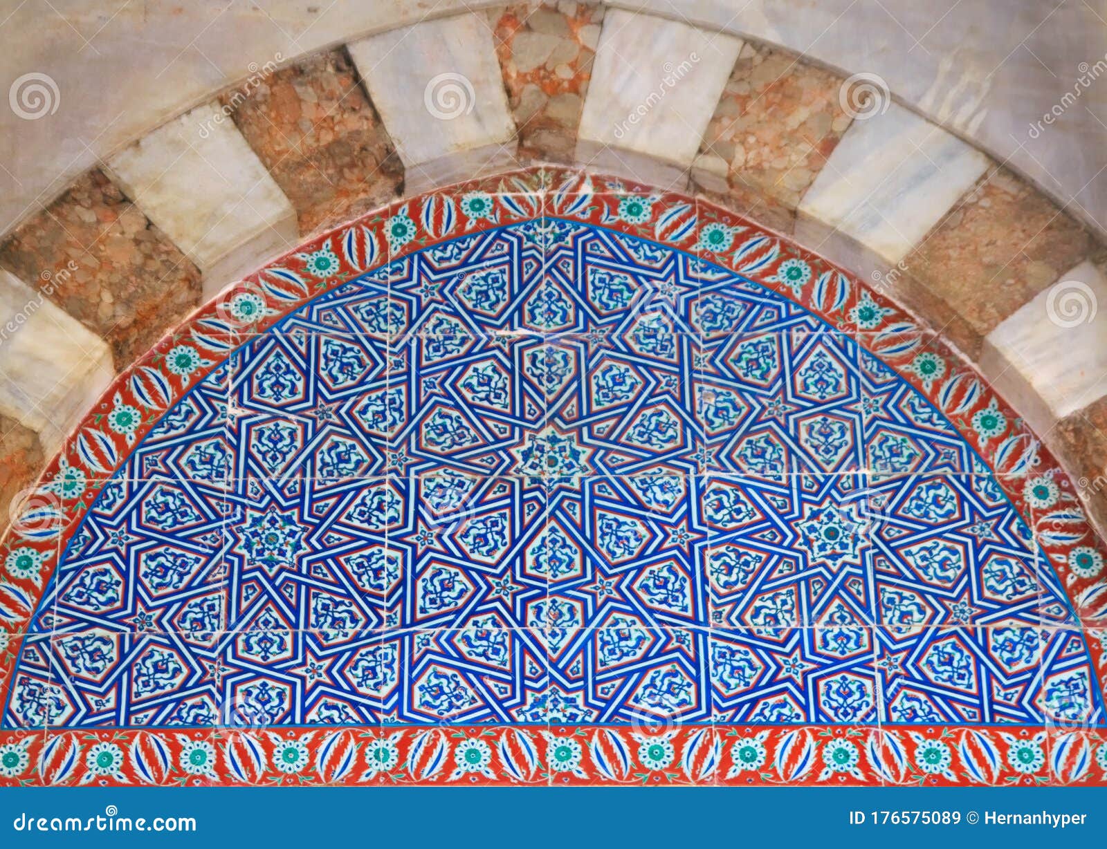 detail of an architectural ornament in the blue mosque of sultanahmed, located in istanbul, turkey