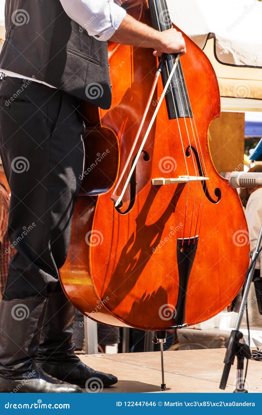 Detail of Bass Musical Instrument. Artistic Performances at Folk