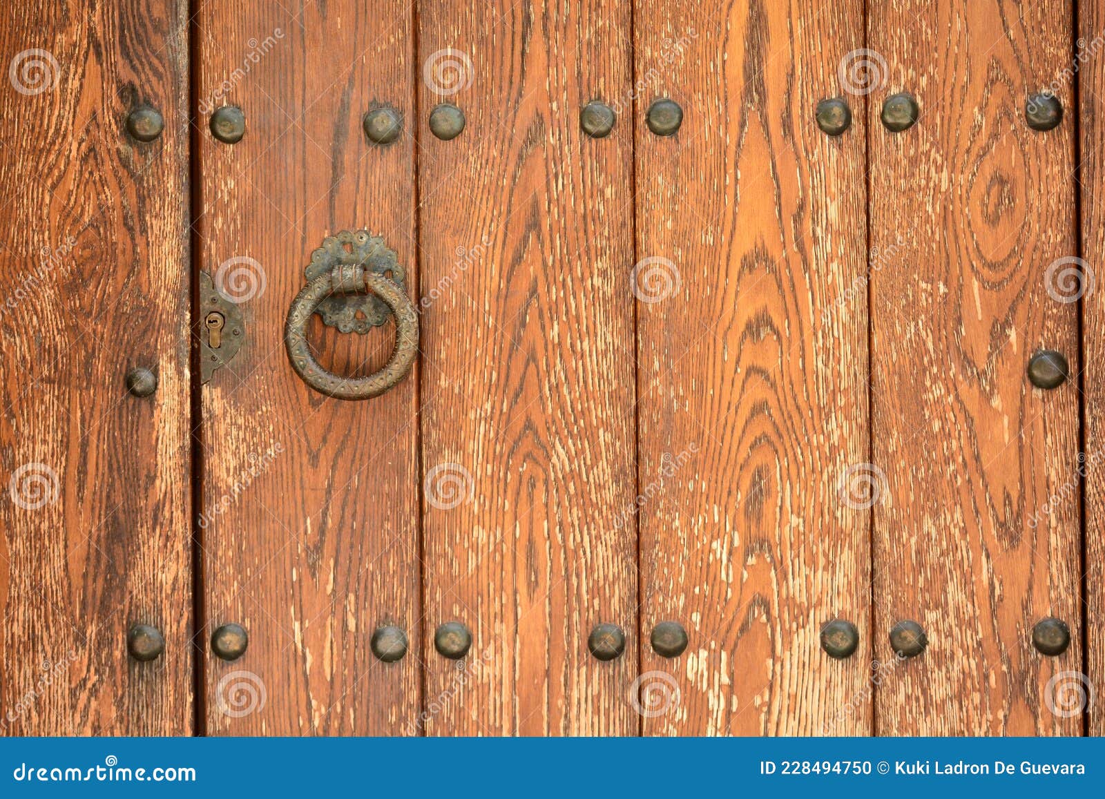 detail of a wooden door with knocker