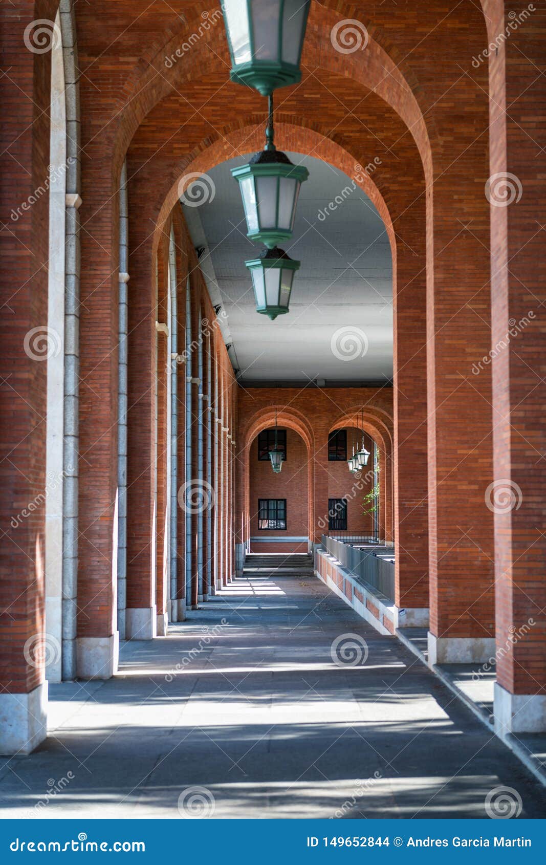 arcades in nuevos ministerios complex in madrid