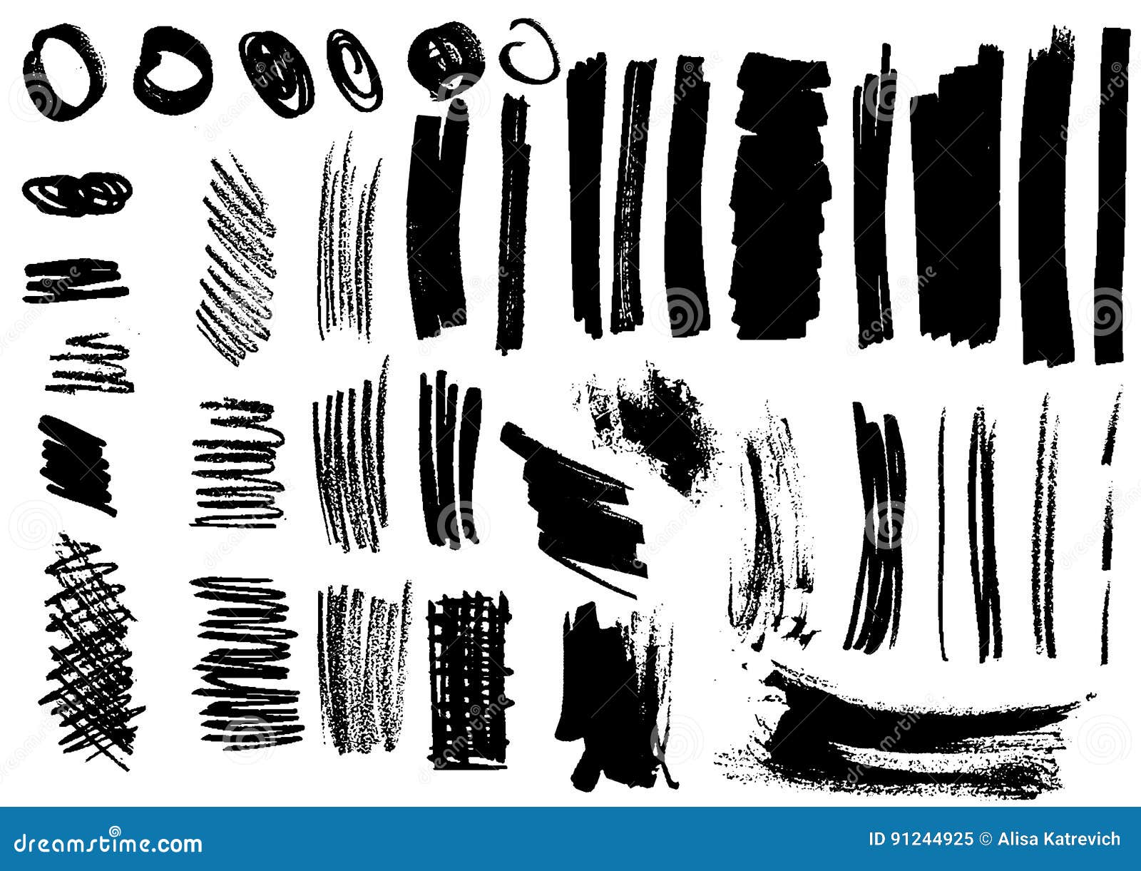 Detail Brush Paint Stroke Collection. Vector Stock Vector
