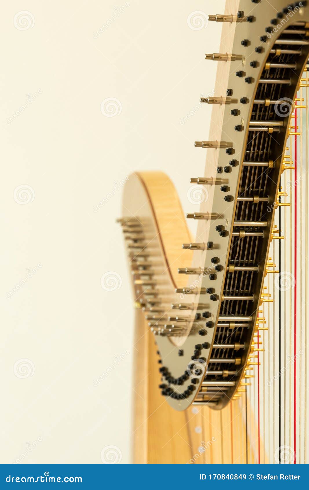 Detail of a Classical Harp, Musical Instrument Stock Image Image of
