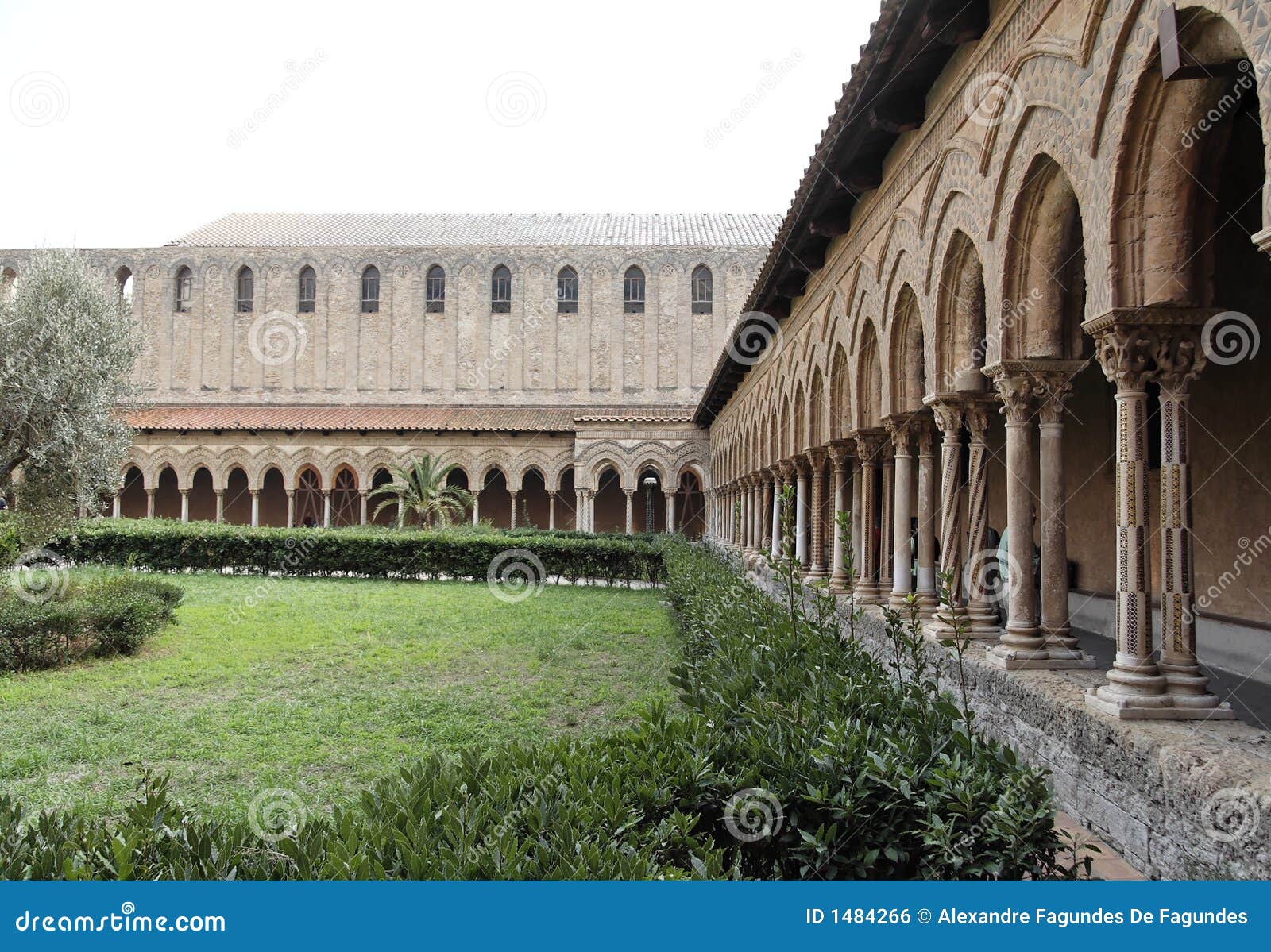 detail of the cloister of monreale cathedral