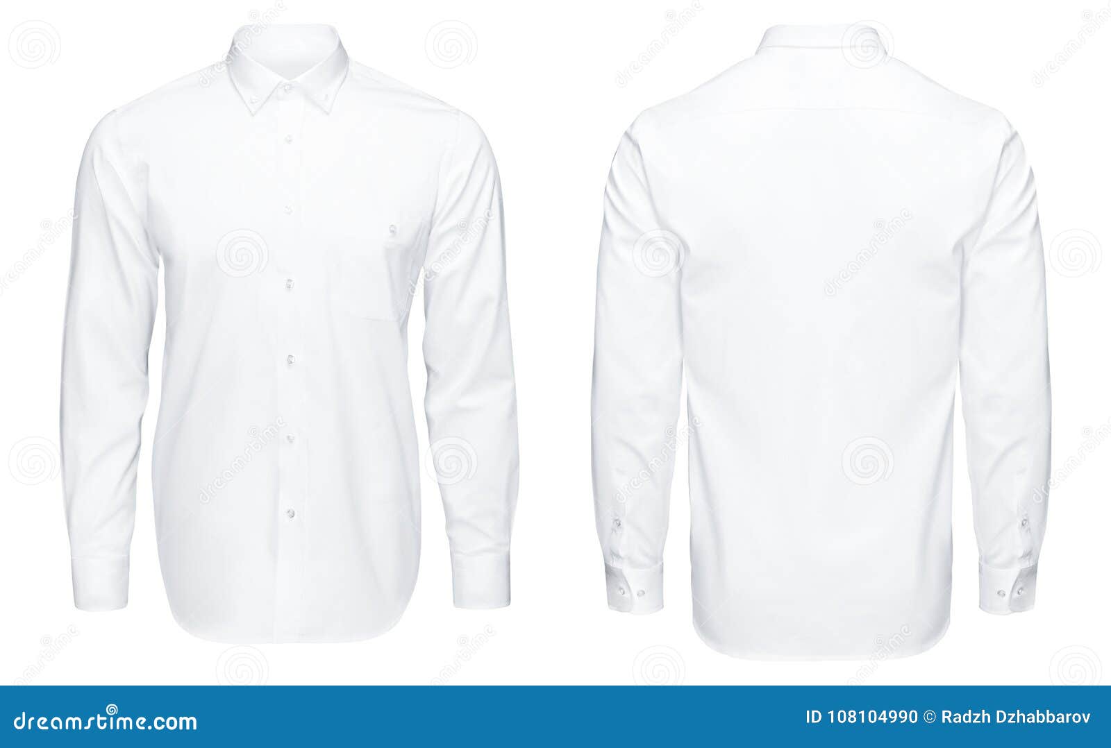 Detail Closeup Business or Classic White Shirt, Front and Back View ...