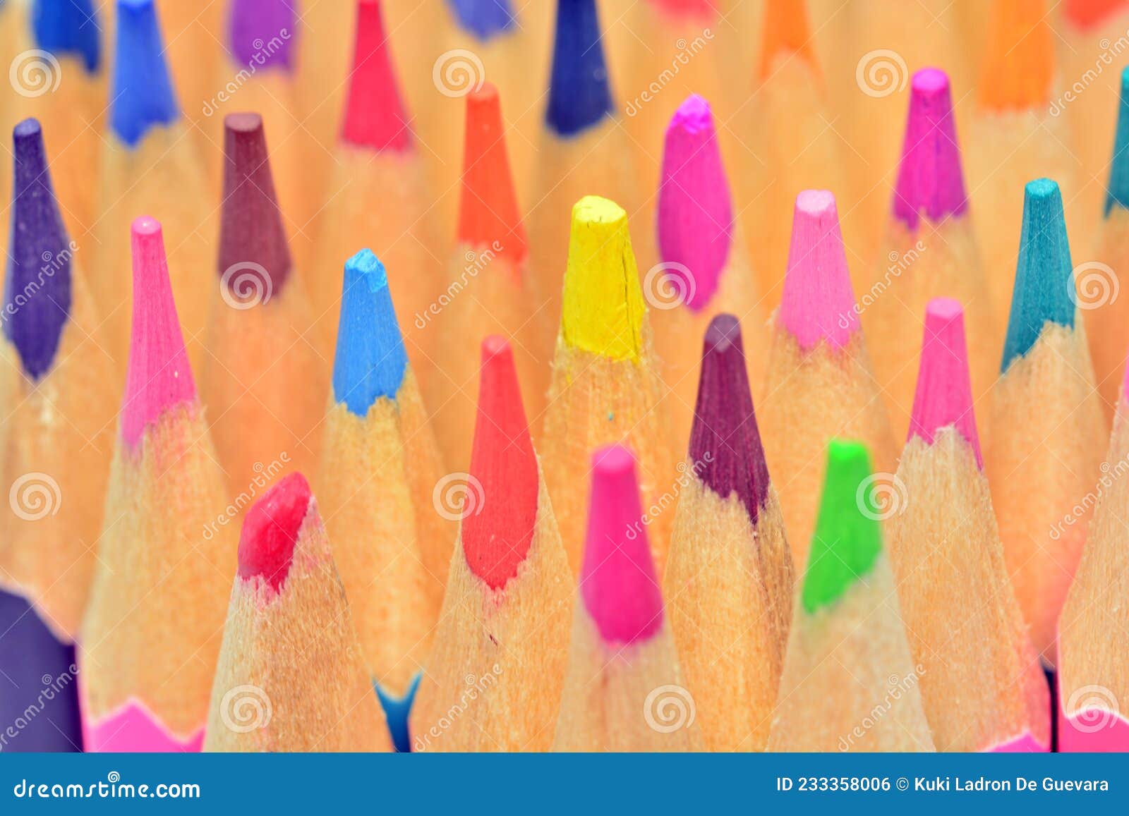 detail of colored pencil tips
