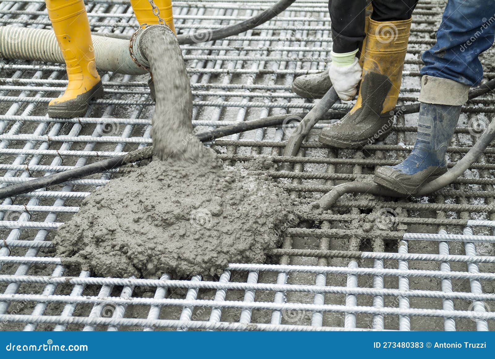 Detail of Concrete Casting on a Reinforced Iron Structure Stock Image
